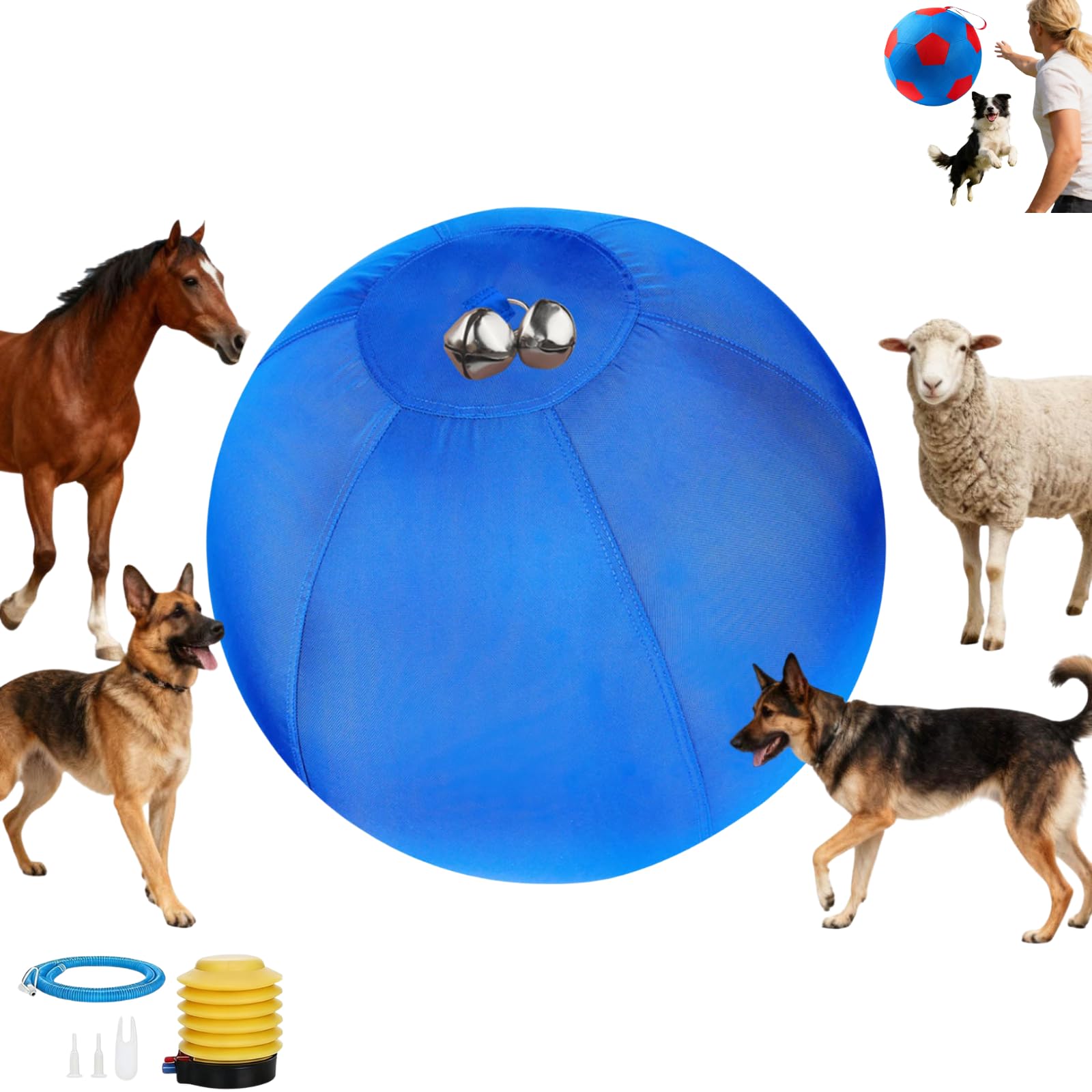 Giant Dog Ball, Herding Ball for Dogs, Durable Inflatable Ball for Dogs, Mental Stimulation & Push-and-Chase Play for Outdoor Exercise (Blue_45cm)