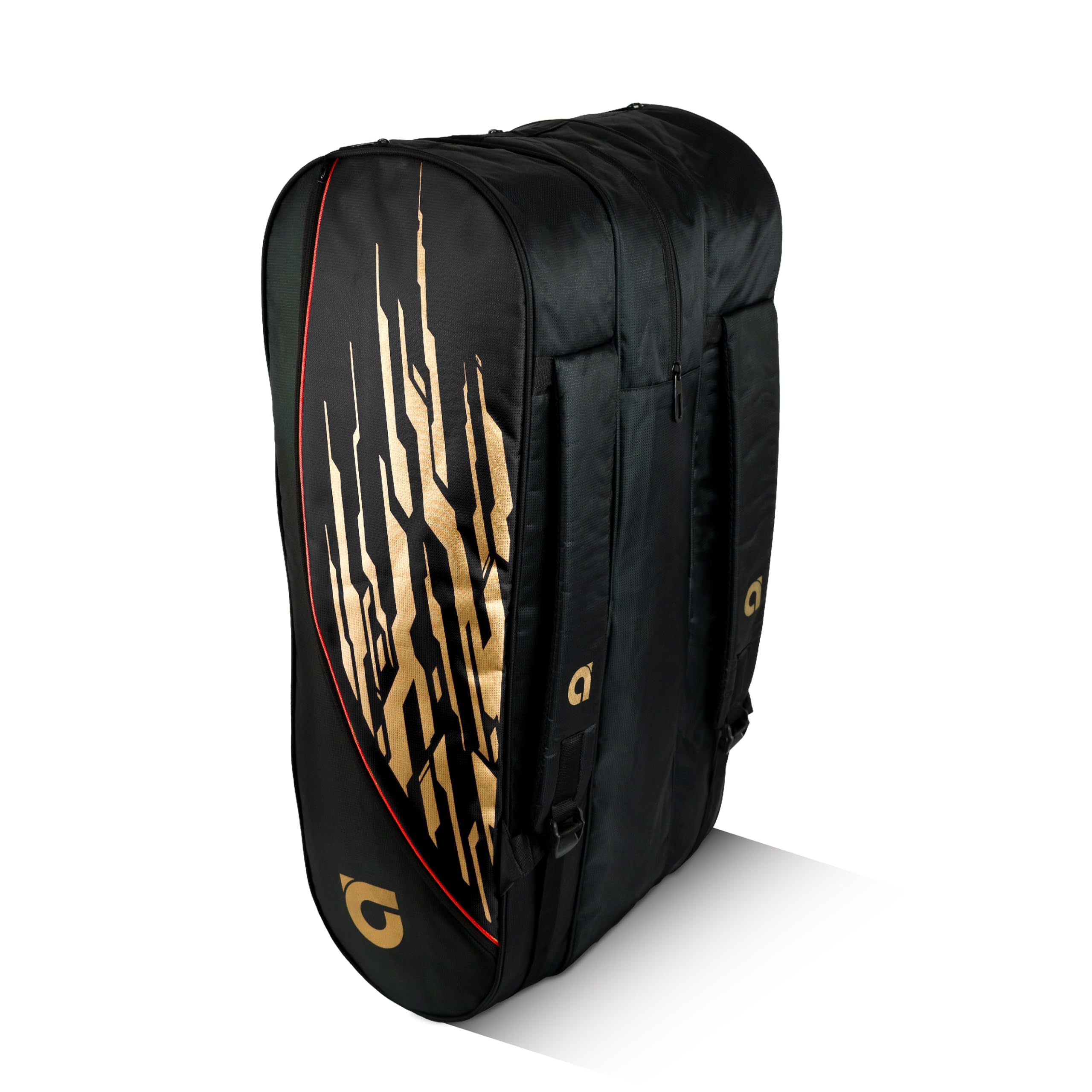 ApacsMaster Smash Triple Zipper kitbag | Shoe Compartment | Front Pocket | Durable Inner Fabric | Professional Badminton kitbag (Black)