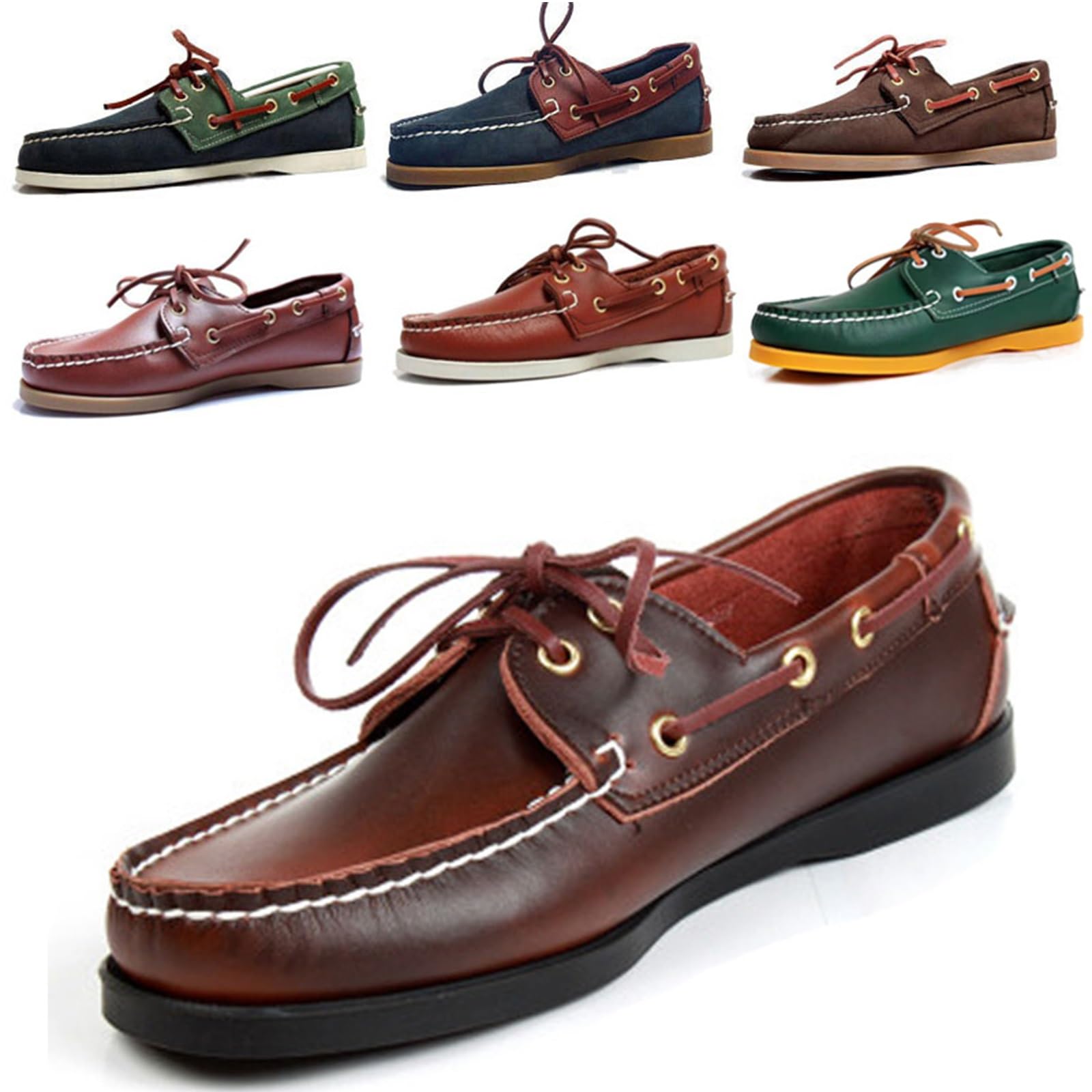 Mocassini Da Uomo Classici Alla Moda Fatti A Mano Con Lacci, Scarpe Da Lavoro Casual In Vera Pelle, Scarpe Da Barca Da Guida