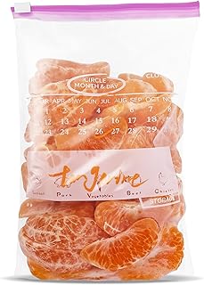 120 Pack Calendar Slider Quart Freezer Bags Reusable Food Storage Bags Slide Zipper Expandable Bottom Clear Plastic Freezer Bags With Write-On-Label For Food Storage (Puple)