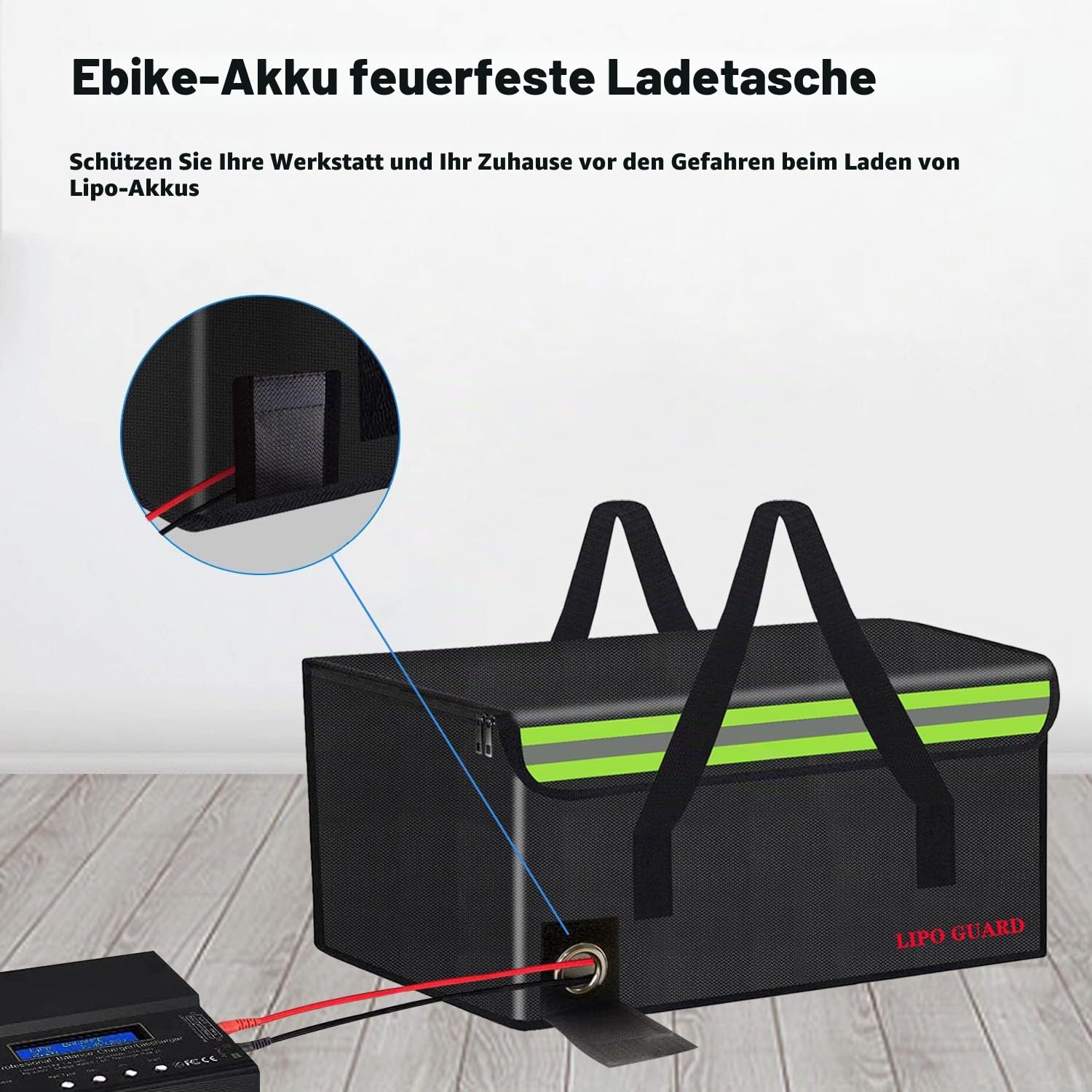 E-Bike-Akkutasche, feuerfest, große Kapazität für Lipo Akkus, Aufbewahrung, Laden, Transport, Zuhause, Büro, Reisen, feuerfest, sichere Aufbewahrungstasche, 50 x 35 x 30 cm