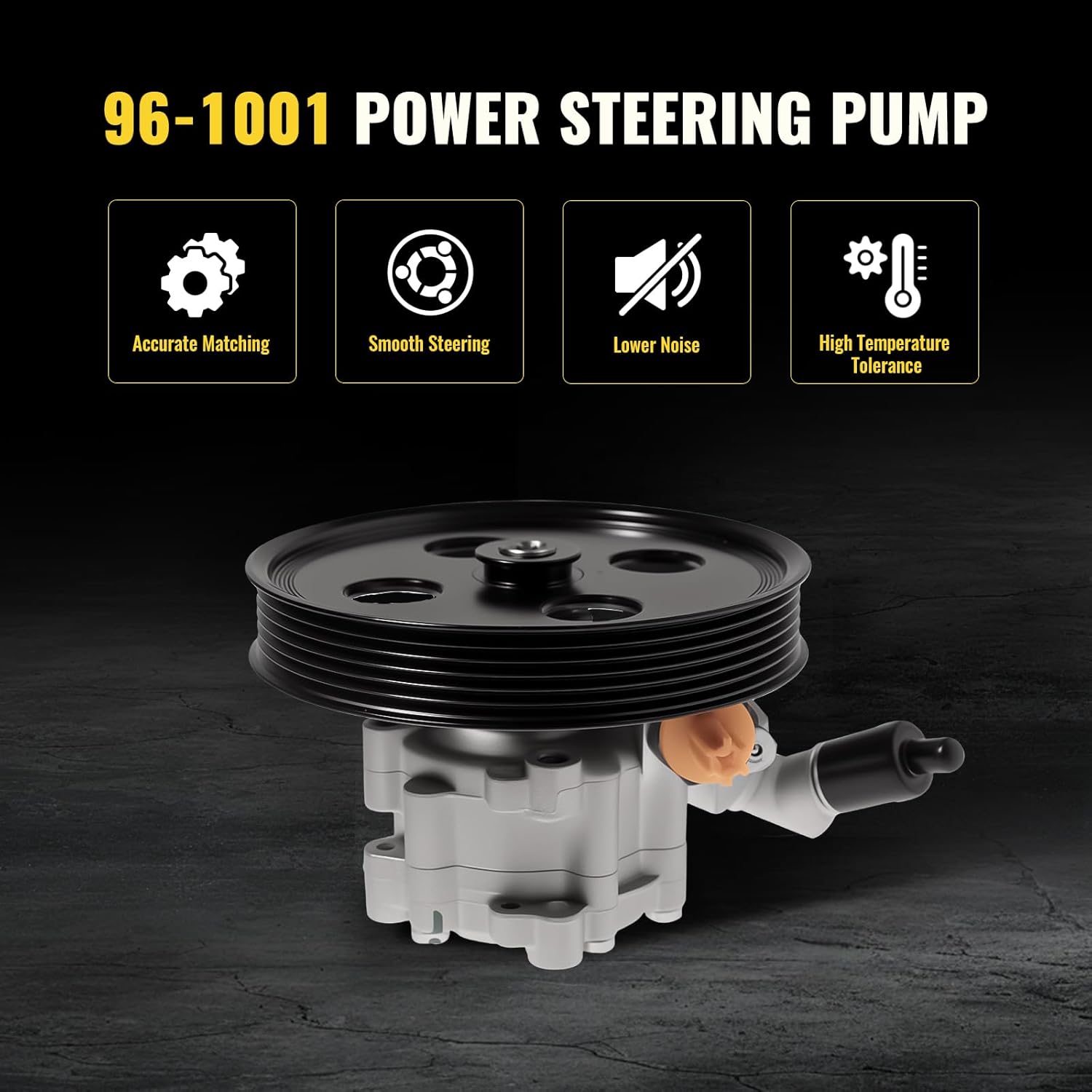TUCAREST Power Steering Pump 96-1001 (For V6-3.8L) Compatible With 2007 2008 2009 2010 2011 Je-ep Wrangler [OE# 20-1001 N990-0866 52059899AE]