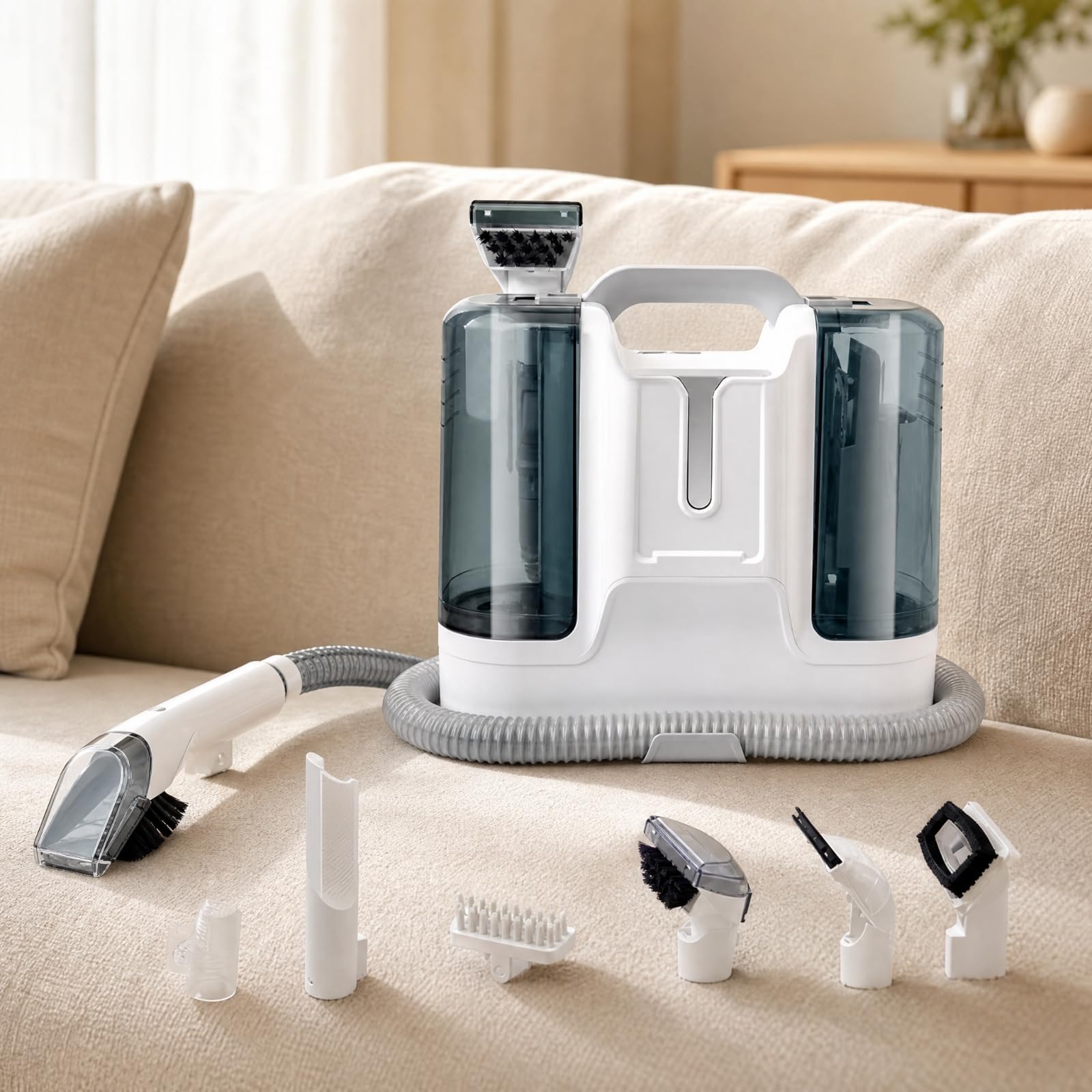 Gralara Aspiratore Lavatappeti con Accessori Multifunzione Lavatappezzeria Multiuso Aspirapolvere Estrattore per Casa, Angoli e Punti Difficili