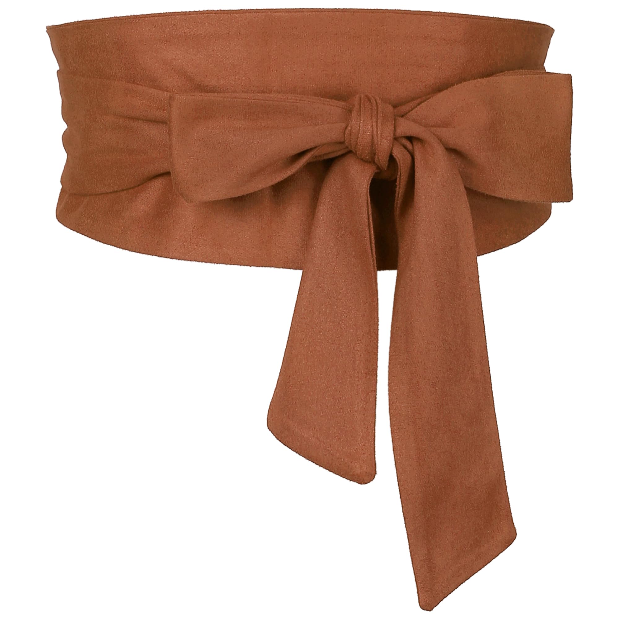 Elerevyo Women Plus Size Solid Obi Belt, Bowknot Self Tie Wrap Wide Sash Waistband Belt for Dress Brown 56-82cm/22.05-32.28"