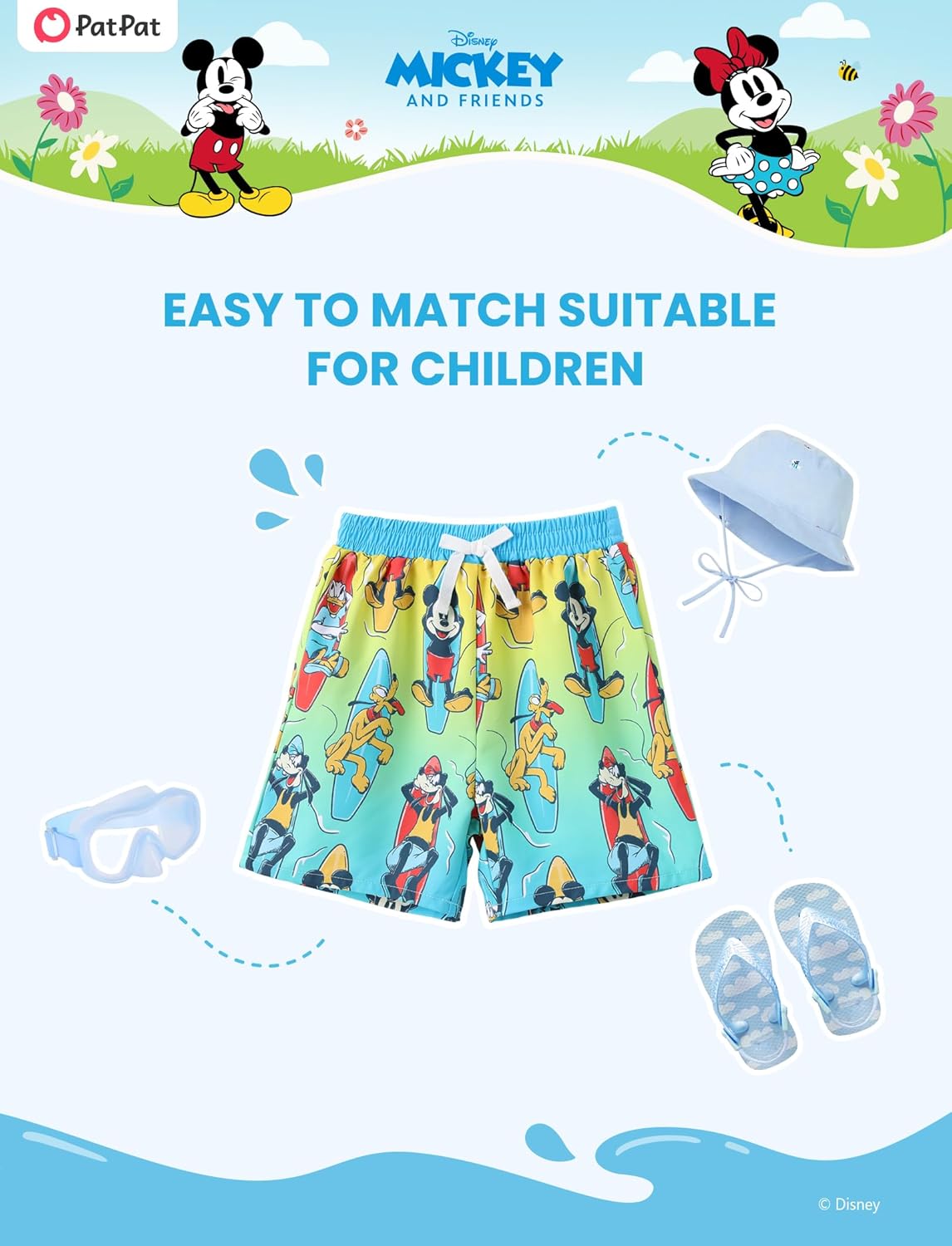 Disney Stitch Spiderman Star Wars Cars Toy Story Mickey Boy Swim Trunks UPF50+Swim Shorts Compression Liner & Quick-Dry 6M-9Y - Image 5