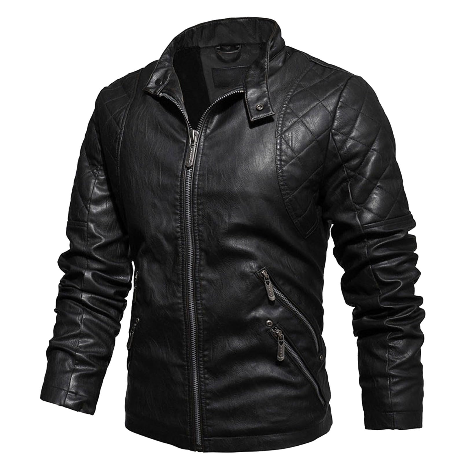 Skórzana kurtka męska, kurtka motocyklowa, slim fit, wojskowa kurtka bomberka, wodoszczelna, wiatrówka, czas wolny, kurtka outdoorowa, męska kurtka przejściowa