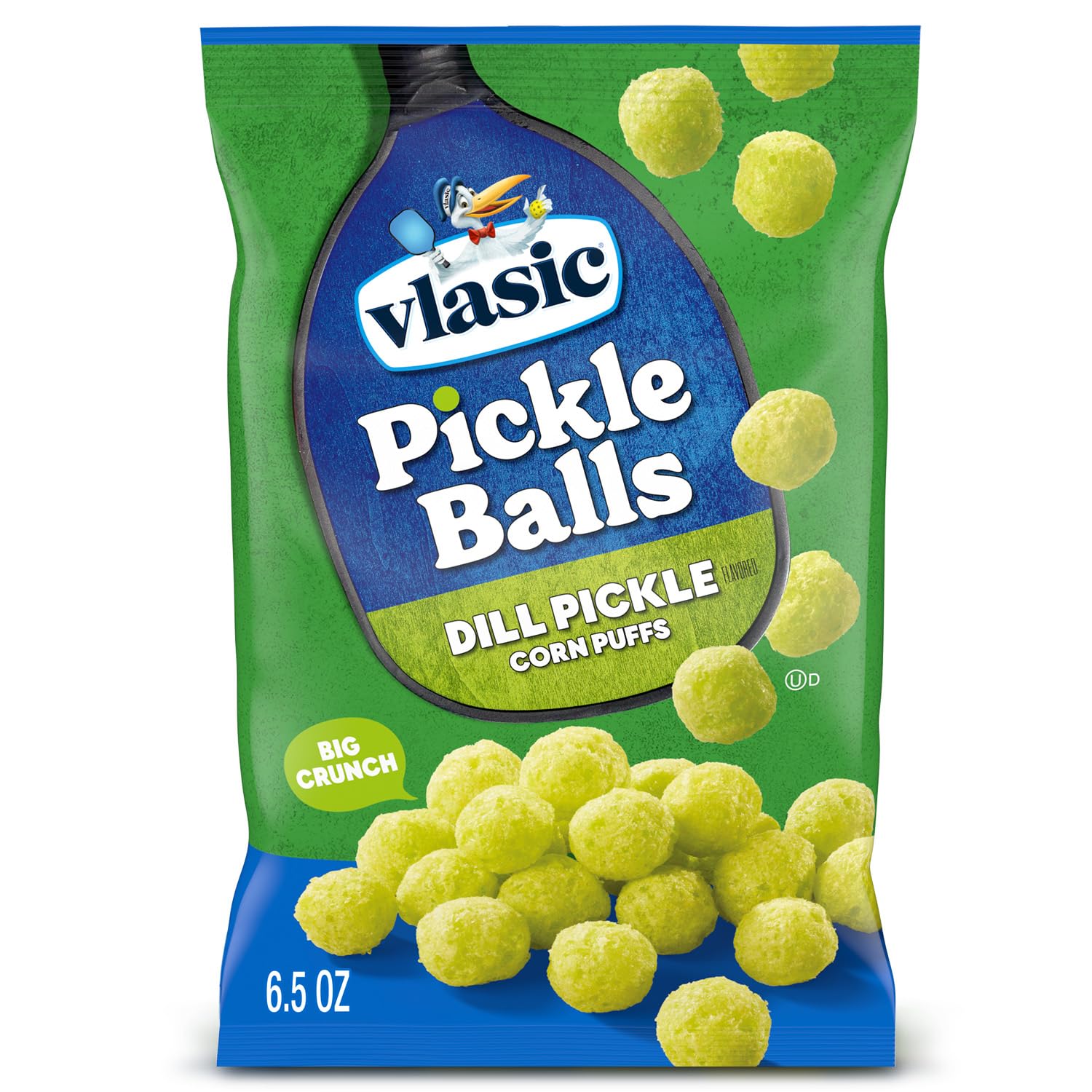 Vlasic Pickle Balls, Dill Pickle Flavored Corn Puffs, Pickleball Gifts, Funny Easter Gift for Pickle Fans, 6.5 oz.