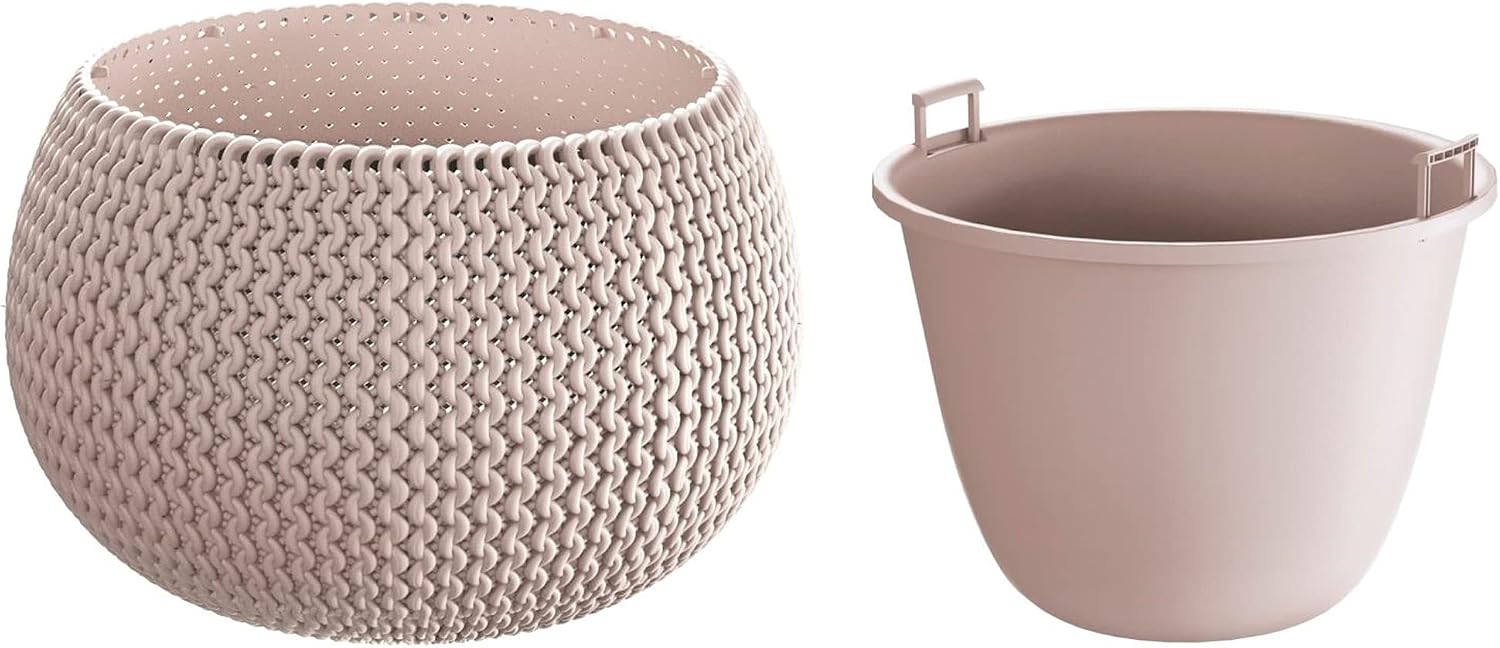 Prosperplast Round Plant Pot with splofy Bowl Made of Plastic in Mocha Colour (L) x 23.9 (W) x 16.1 (H) cm