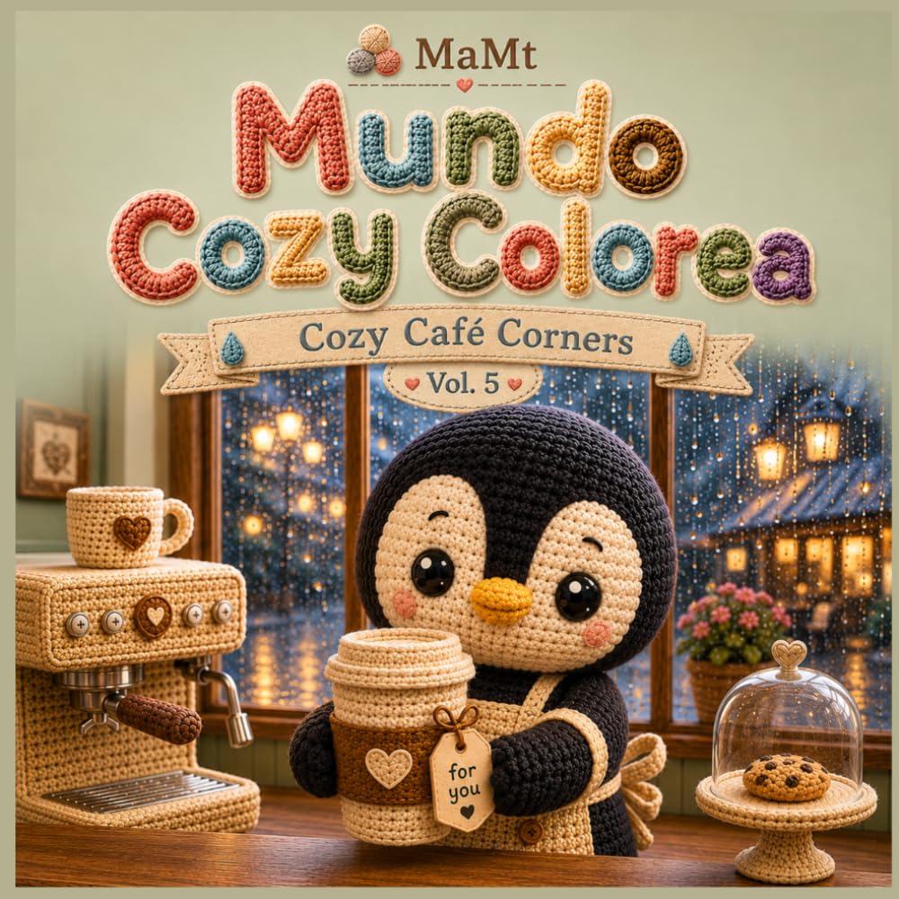 Mundo Cozy Colorea: Cozy Café Corners: Cute and Relaxing Cozy Coloring Book with Adorable Crochet Café Animals, Coffee Shop Scenes, Bakery Treats, Latte Art, Rainy Day Cafés and Amigurumi Friends