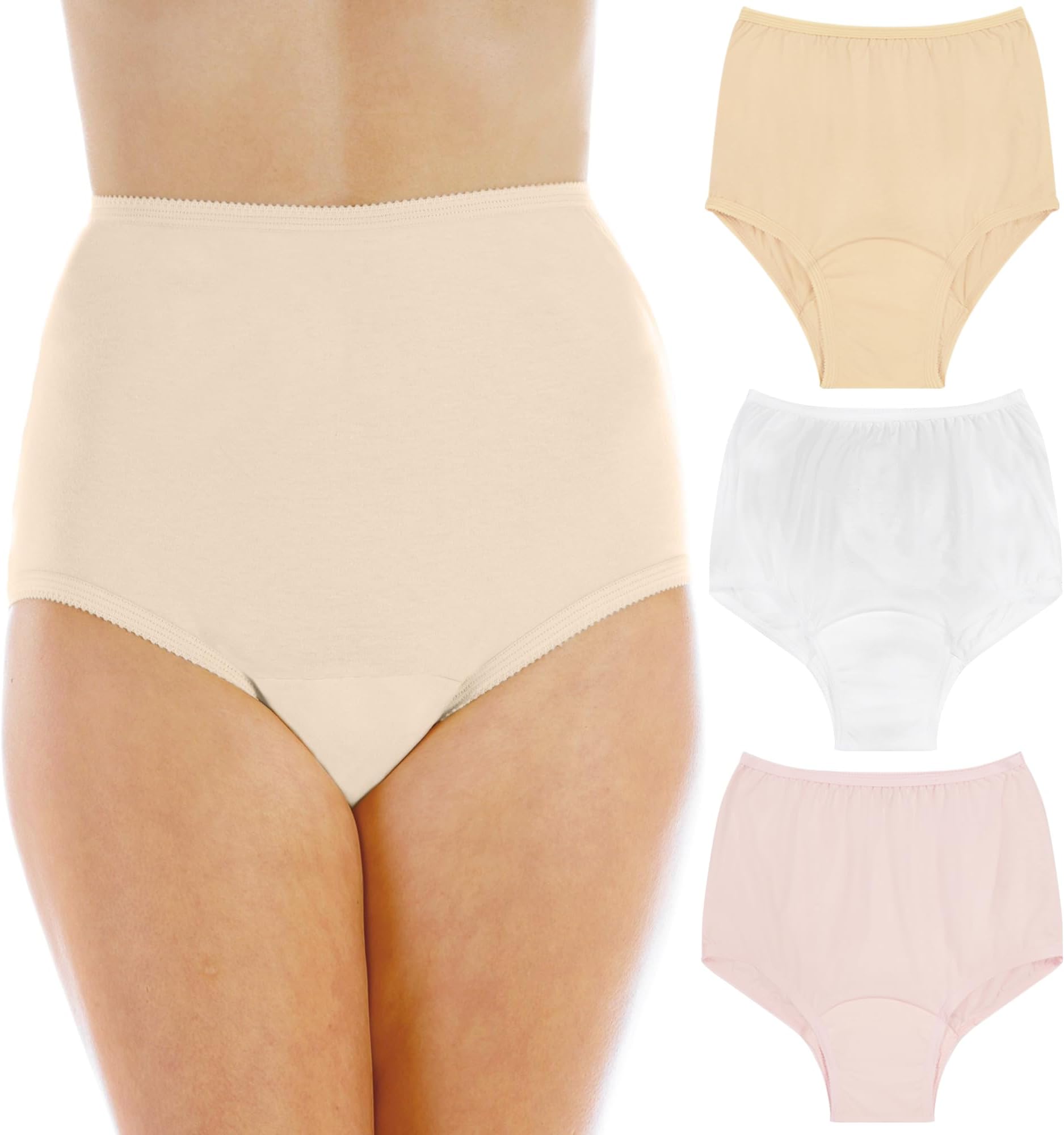 Wearever (3-Pack) Women's Pastel Cotton Comfort Regular Absorbency (0.5 Cup) Incontinence Panties Medium (Fits Hip Sizes: 38-40")