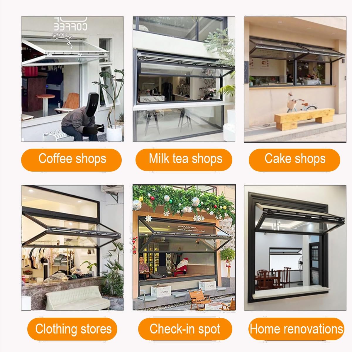 Ventana interior plegable personalizable de doble colgada, aleación de aluminio, vidrio templado 3C y cerraduras ocultas. Para concesiones comerciales y uso doméstico, 4 colores opcionales (ancho x