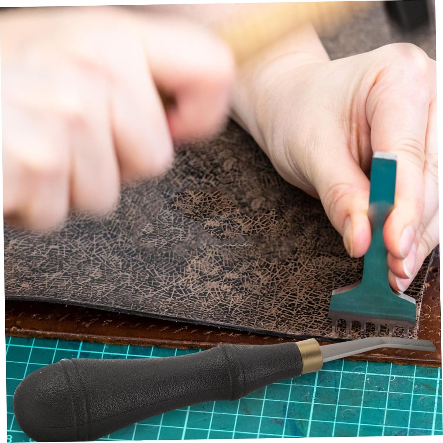 Stainless Steel Leather File Tool with Anti Slip Handle, Black