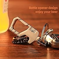 Vista 9 de Abridor de llavero resistente con 2 llaveros para automóvil, caja de herramientas multifuncional para hombres y mujeres, llaveros de coche Plateado