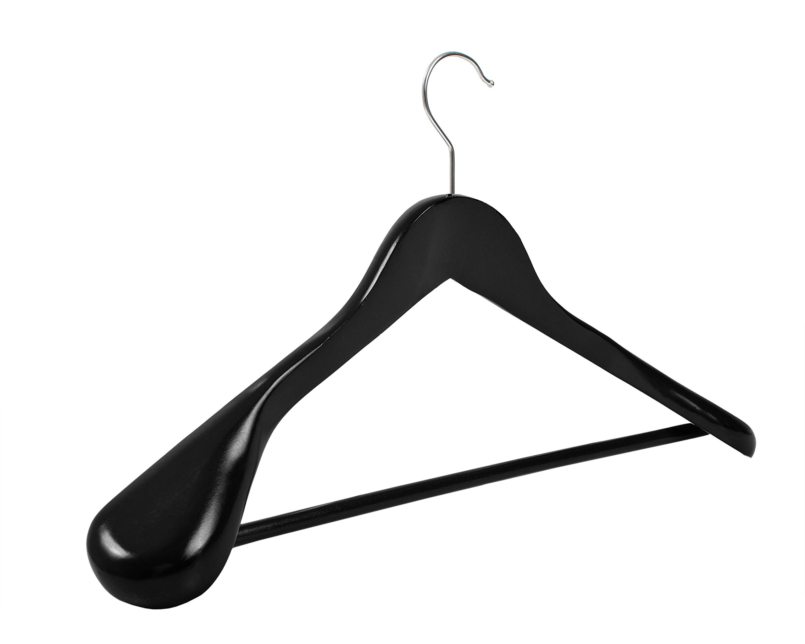 25 x Anzugbügel Jackenbügel Kleiderbügel Holz Schwarz | Sakkobügel | 44,5 cm | 360° drehbarer Haken | extra breite Schultern