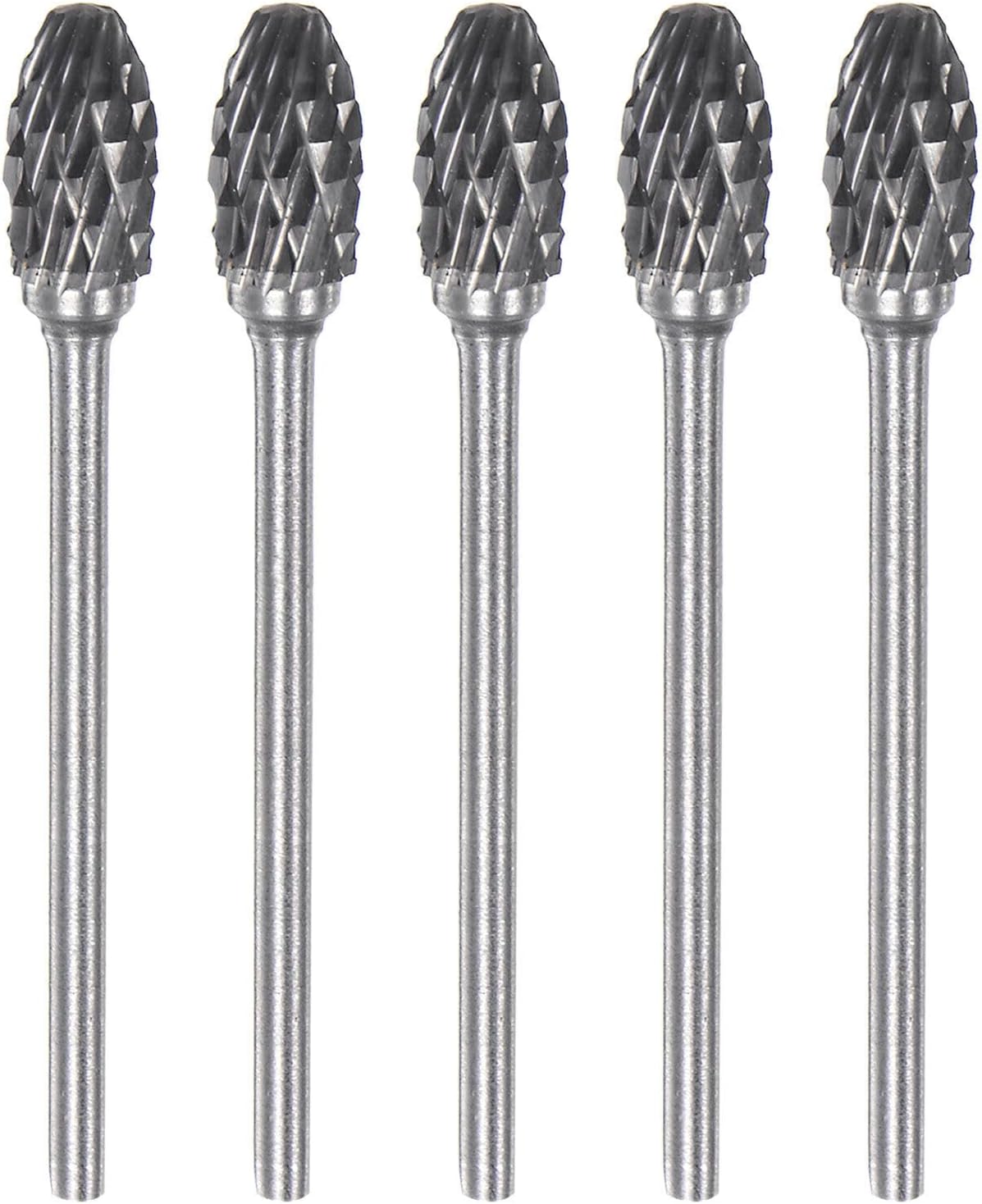 Toolparts And Accessories 5pcs 1/4" (6mm) Head 3/32" (2.35mm) Shank E-Shape Double Cut Carbide Rotary Burr (#CN#130824-14824)