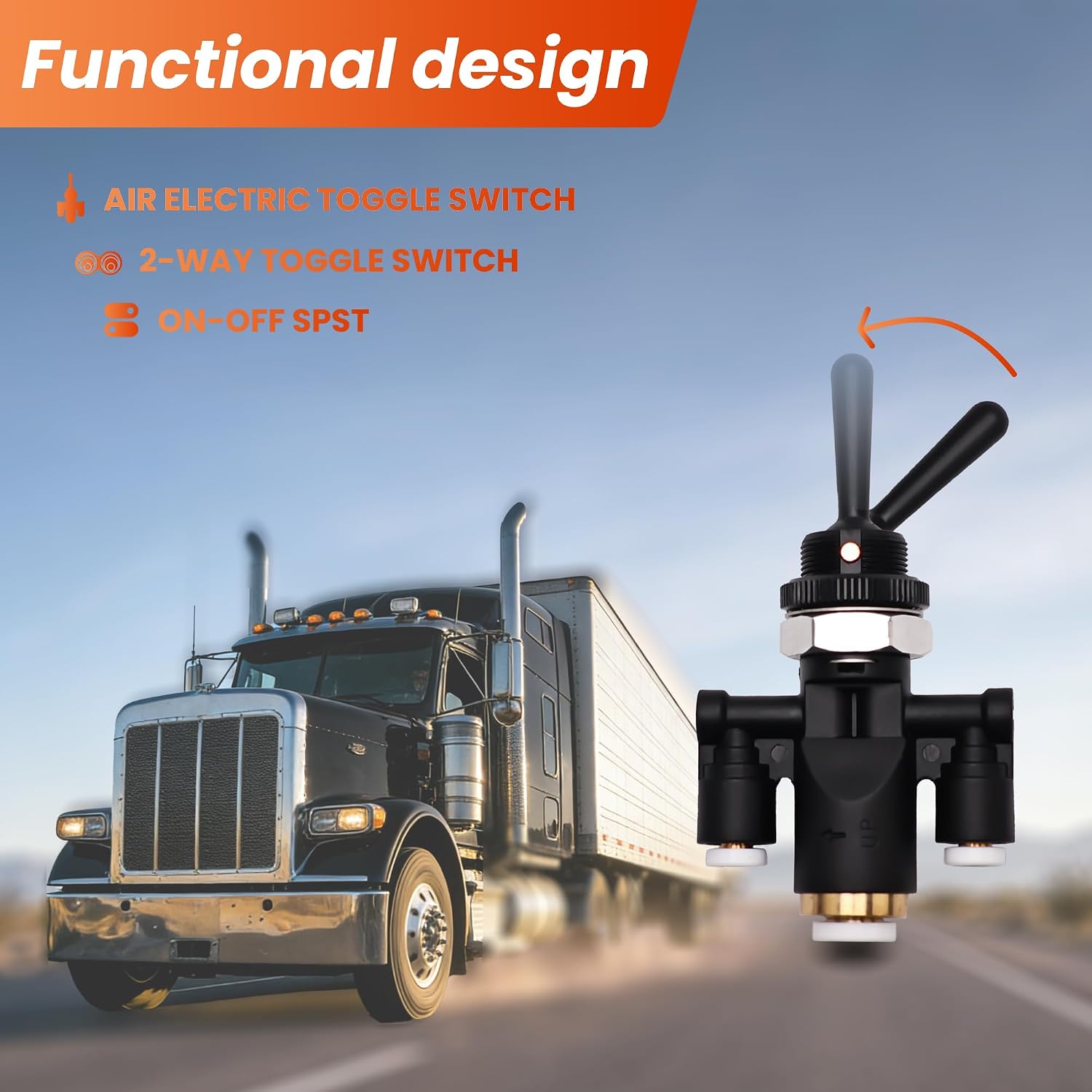 Air Window Toggle Valve Switch 1/4 Compatible with Peterbilt 379 Kenworth Truck Replaces 818-0007-000 8180007000