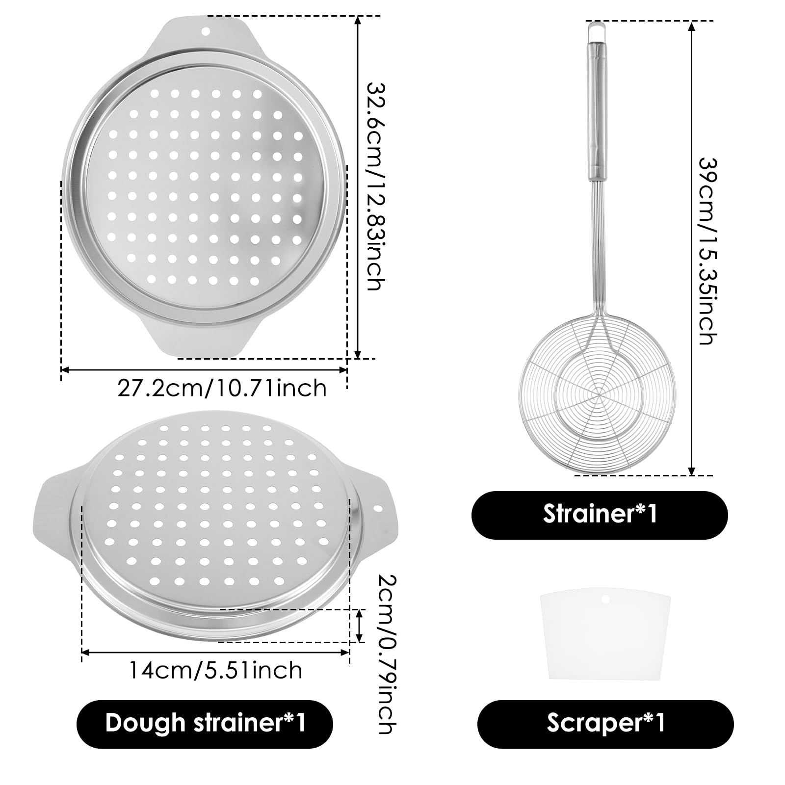 Spaetzle Maker Lid with Scraper German Spaetzle Dumpling Egg Noodle Maker Lid Stainless Steel Spider Strainer Skimmer