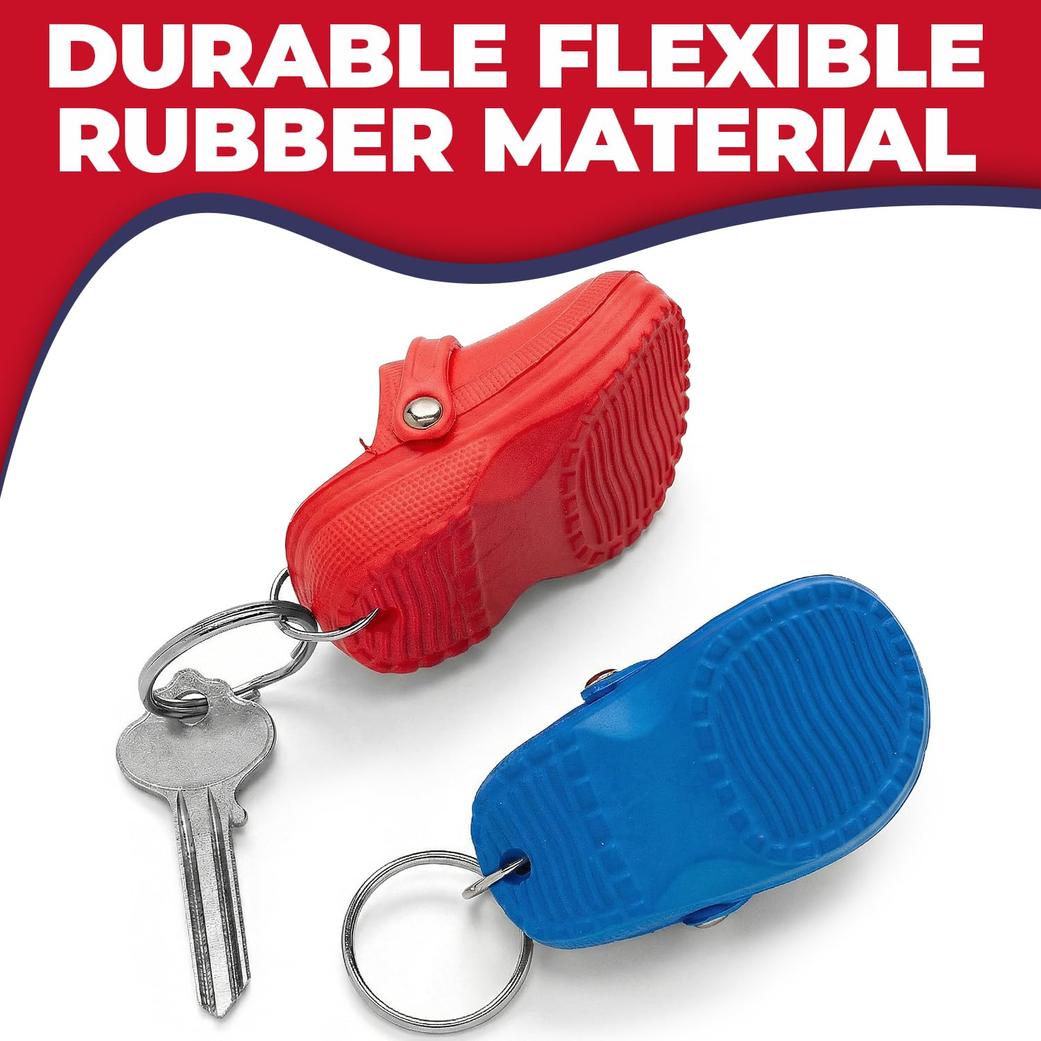 Fun Express Portachiavi in gomma rossa e blu a forma di pantofola patriottica, 5,1 cm, 12 pezzi