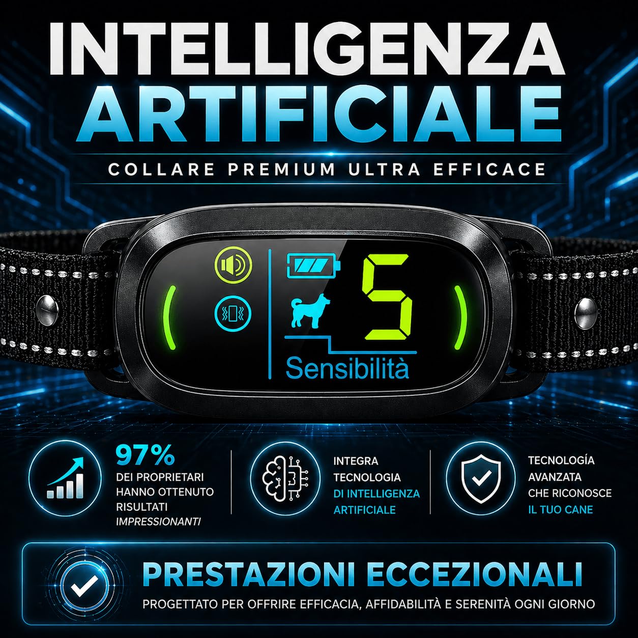 PAWPRO Collare Antiabbaio per Cani | Conforme Nuova Legge Benessere Animali 2024 | Intelligenza artificiale, Rilevamento Dell'Abbaiare, Schermo Colori | 3 modalità BEEP, Vibrazione, BEEP+Vibrazione