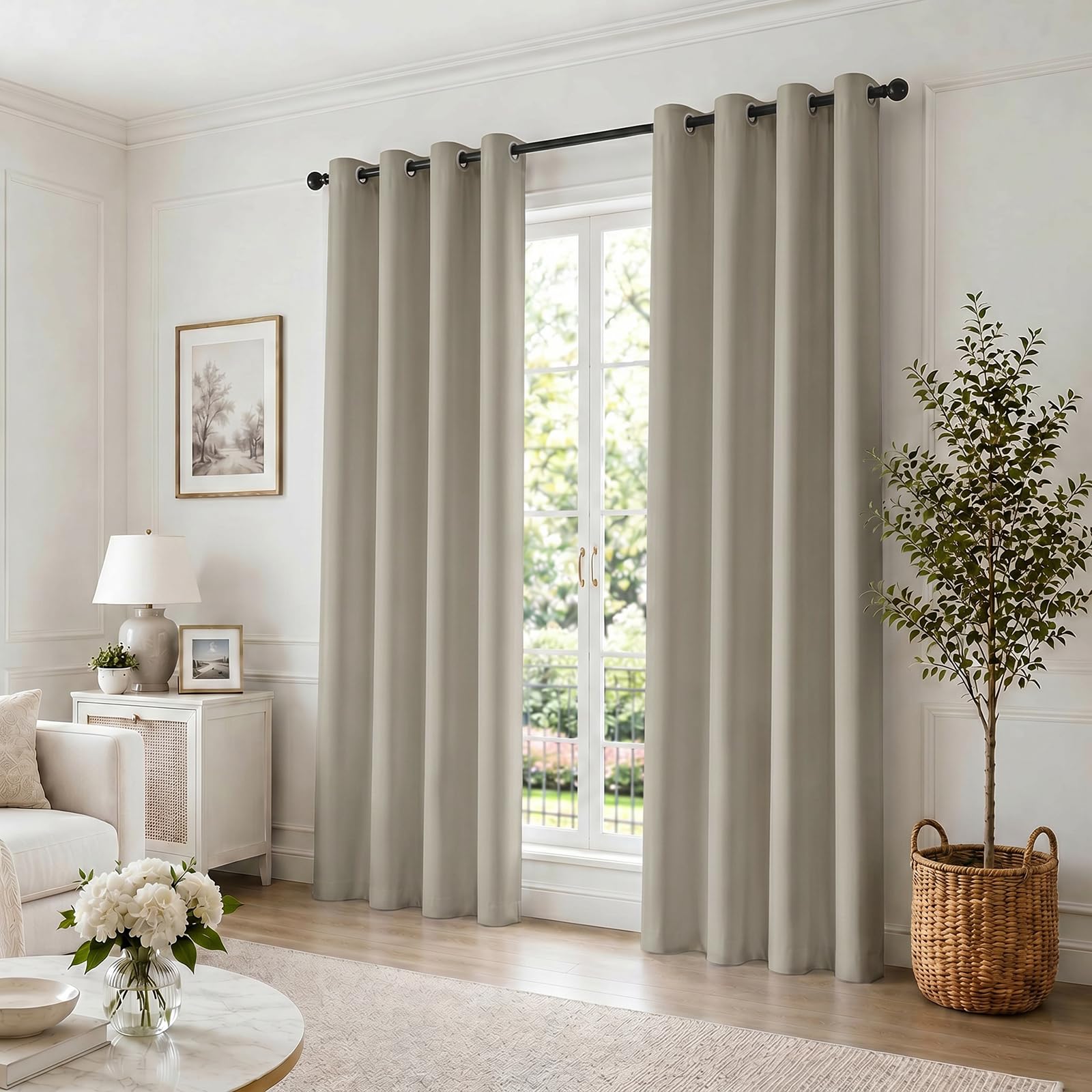 Ystyle Cortinas Salon Dormitorio 2 Piezas, 140×280cm, Beige
