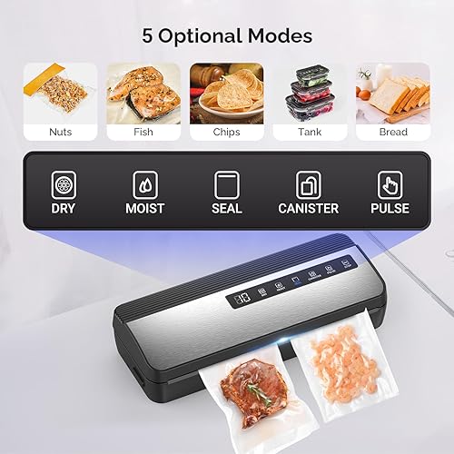 Miniatura 2 de Syaws Sellador al vacío, sellador automático de alimentos, ahorro de vacío de alimentos 9 en 1 con modo secohúmedo, bolsa de rollo y cortador,