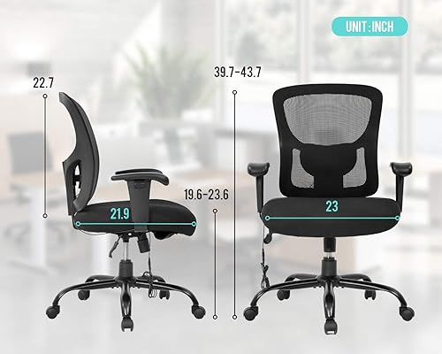 Miniatura 3 de Silla de oficina grande y alta, silla de escritorio de 400 libras, silla de computadora de masaje con soporte lumbar, asiento ancho, brazos de