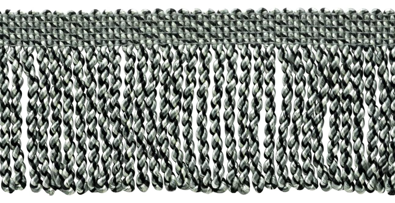 DÉCOPRO 5 Yard Value Pack / 3 Inch Black, Medium Grey, Silver Bullion Fringe Trim/Style# EF300 (24108), Color: Tuxedo - PR23 (10 Ft / 4.6M)