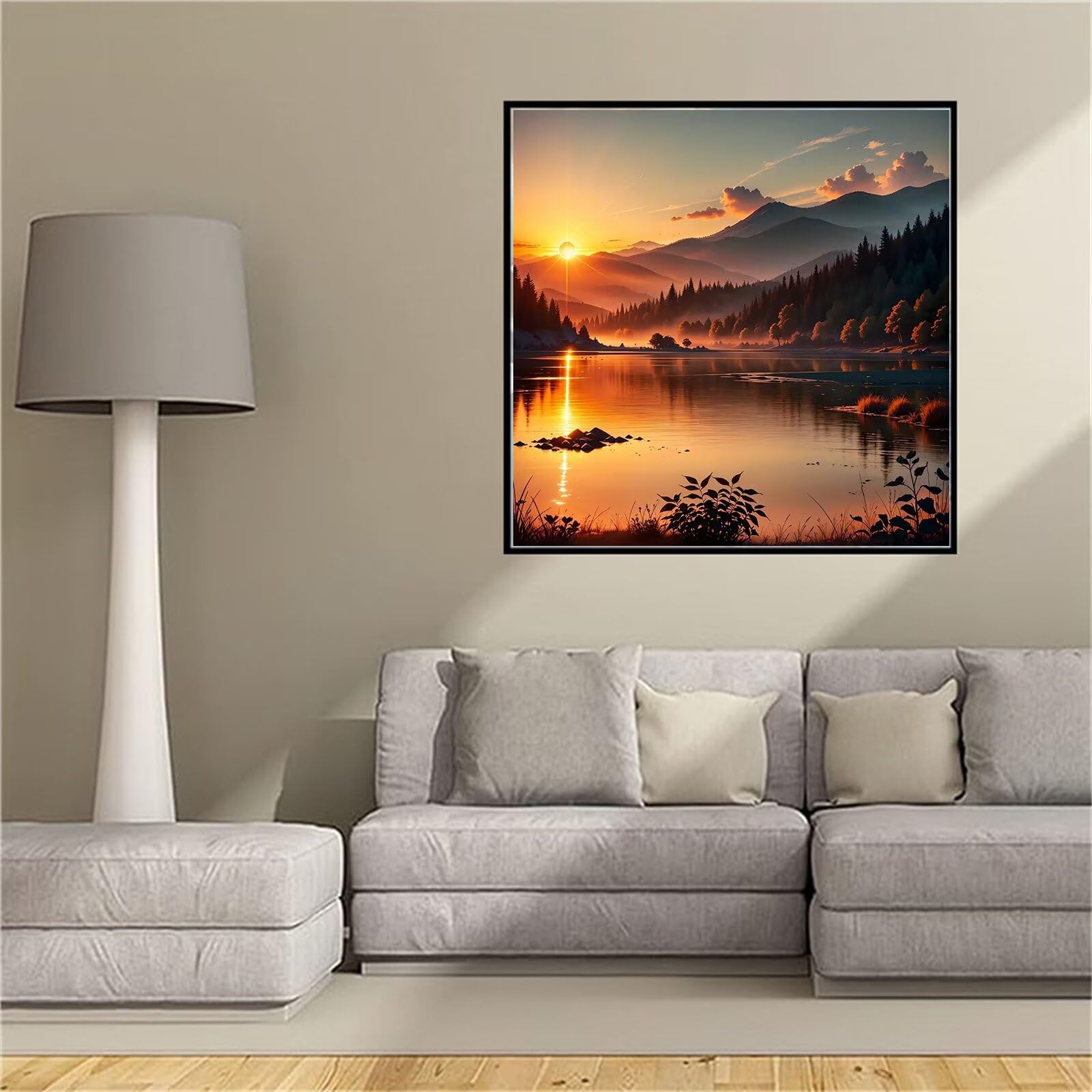 Peinture Diamant Lac Couchant 75x75cm | Kit Complet Broderie 5D