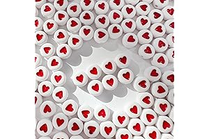 White Red Heart Beads For Bracelets