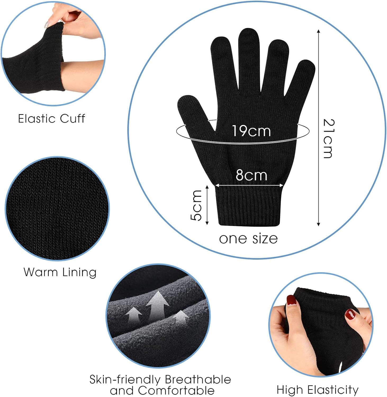 60 Pairs Winter Gloves Bulk Knitted Gloves Stretchy Full Fingers Mittens for Homeless Adult Women Men Cold Weather - Image 4