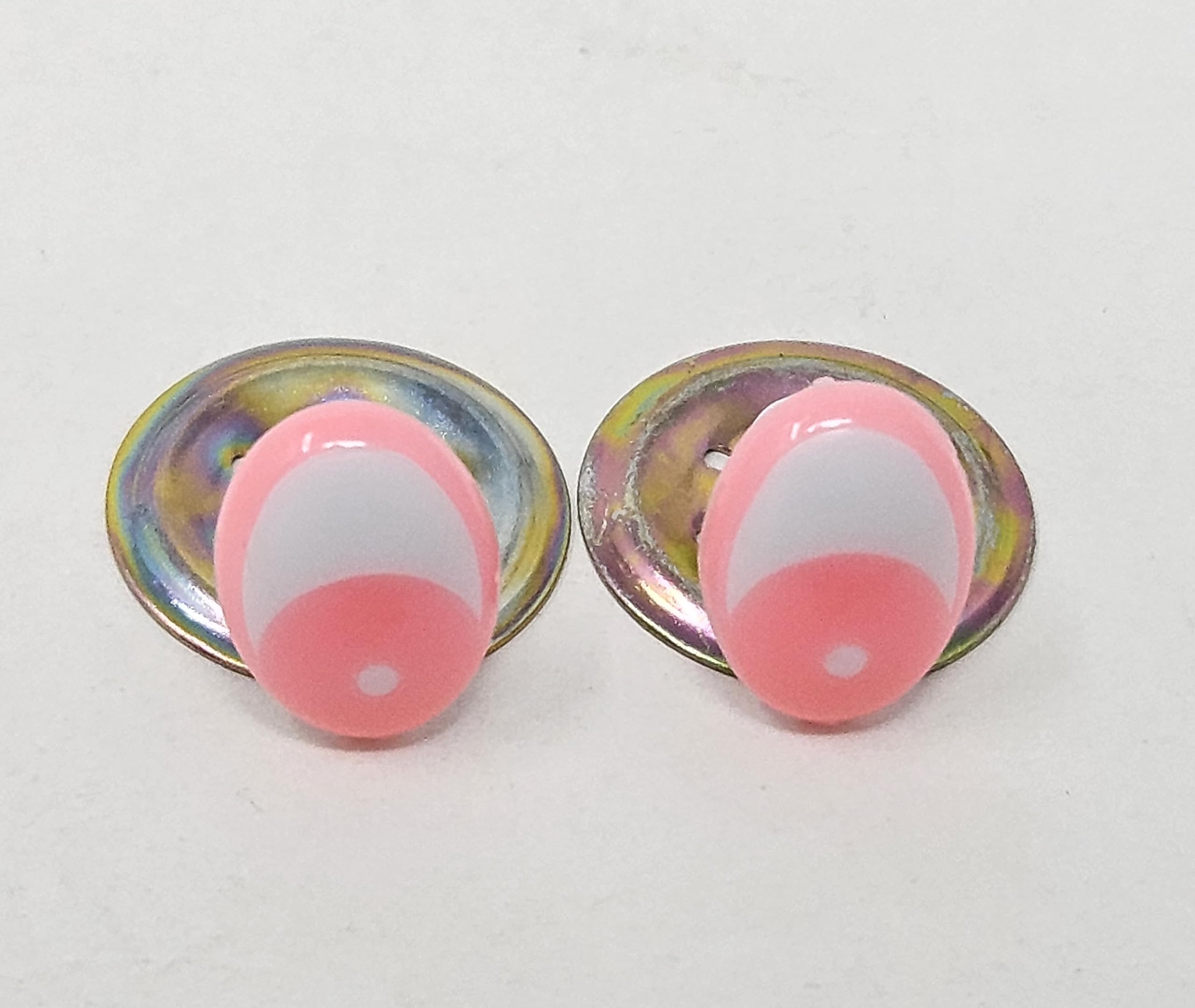 Pair of Zim's 10mm Oval Pink and White Comical Cartoon Plastic Safety Eyes for Craft Amigurumi Dolls, Toys or Puppets (Pack of 10)