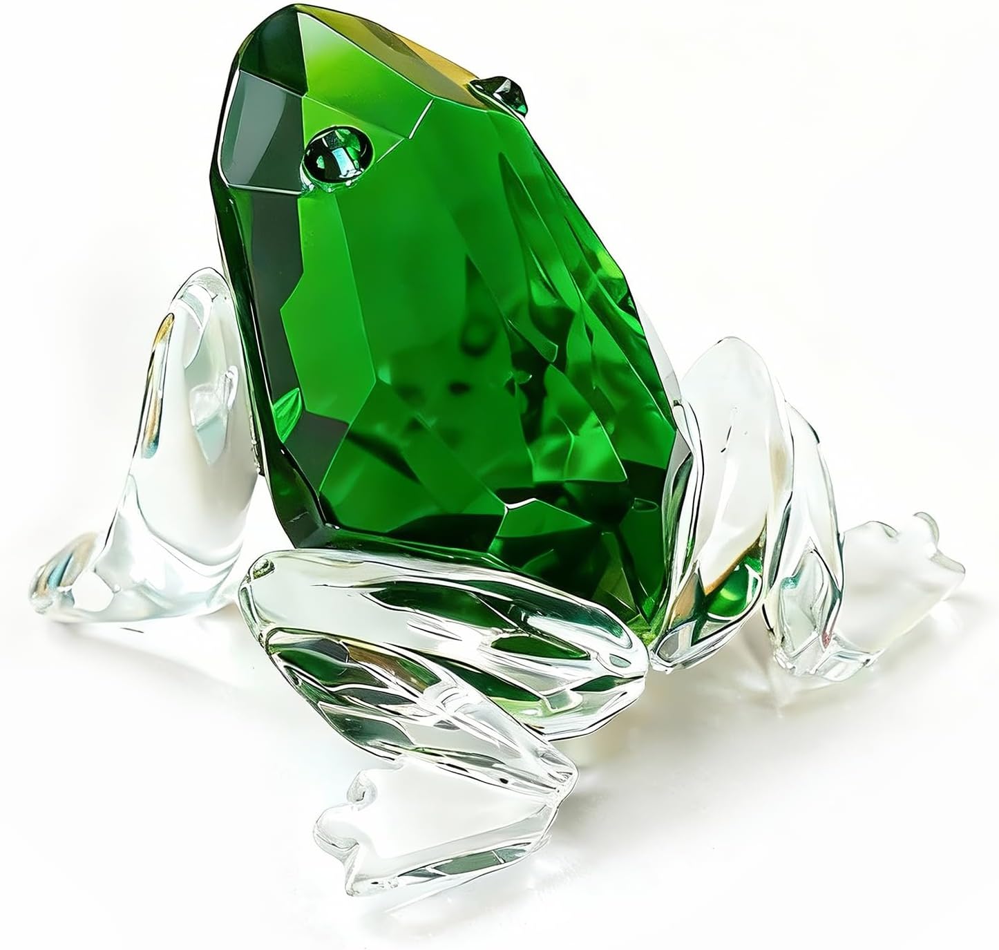 Small Crystal Frog Figurine Collection Paperweight Table Centerpiece Ornament(Green)