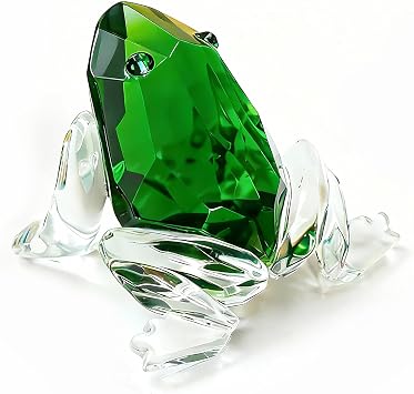 H&D HYALINE & DORA Small Crystal Frog Figurine Collection Paperweight Table Centerpiece OrnamentGreen