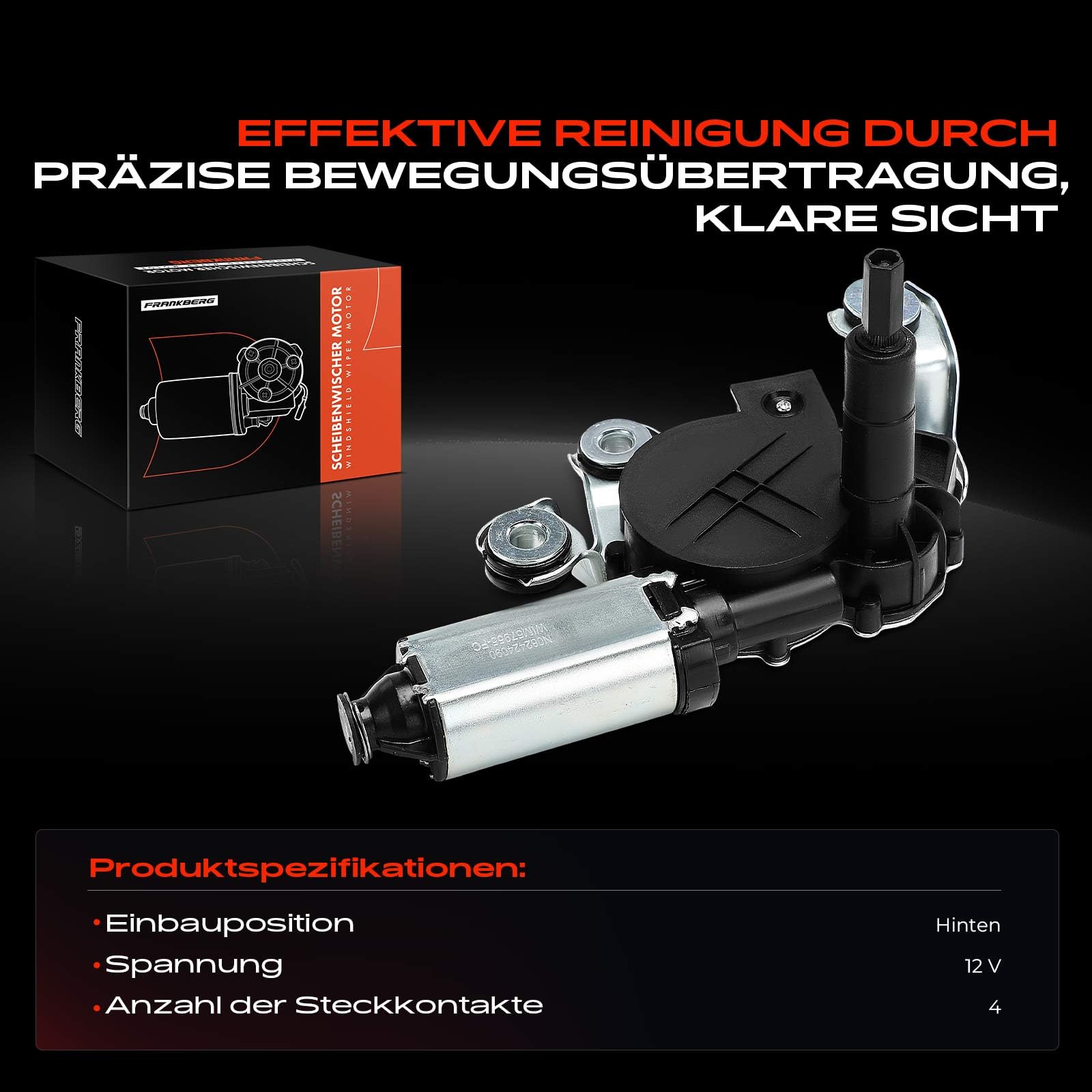 Frankberg Wischermotor Scheibenwischermotor 4-polig Hinten Kompatibel mit Fabia II 542 R.o.o.m.s.t.e.r 5J7 R.o.o.m.s.t.e.r Praktik 5J Yeti 5L Replace# 5J7955711