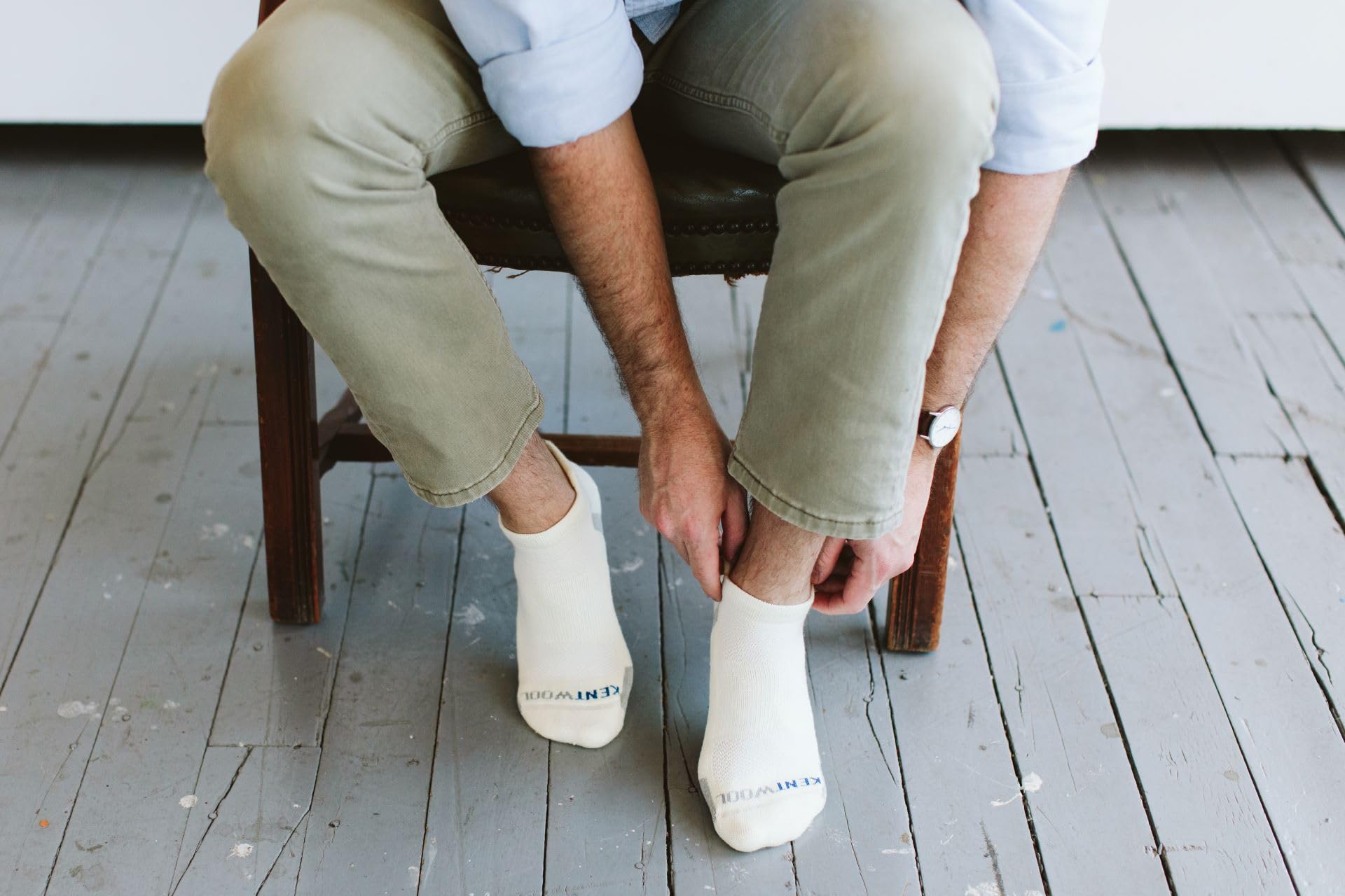 KENTWOOL Men's Classic Low Socks Natural Large