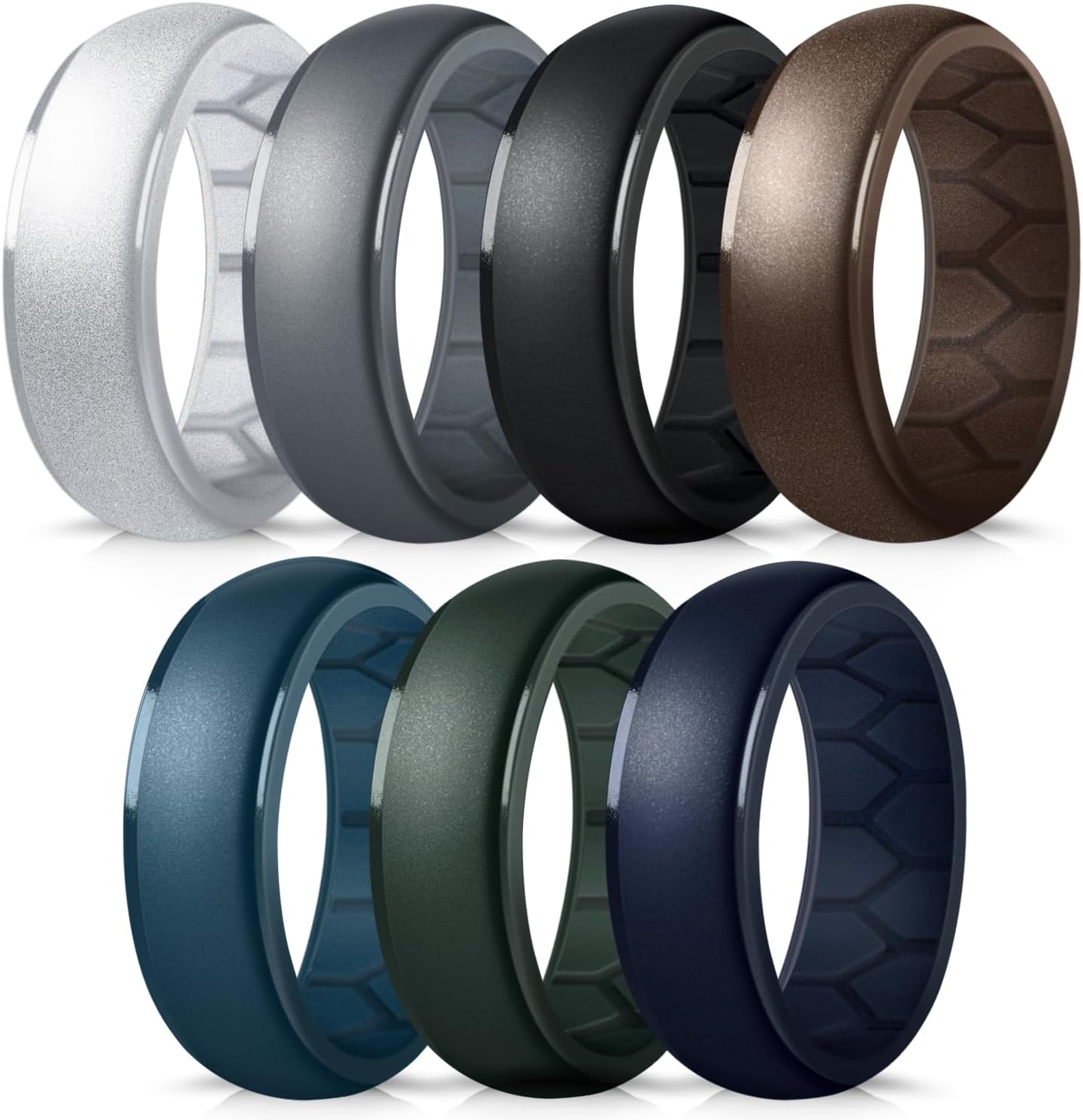 FORTHEE Silicone Wedding Ring for Men, Breathable Airflow Inner Curve, Mens' Rubber Wedding Engagement Bands for Crossfit Workout