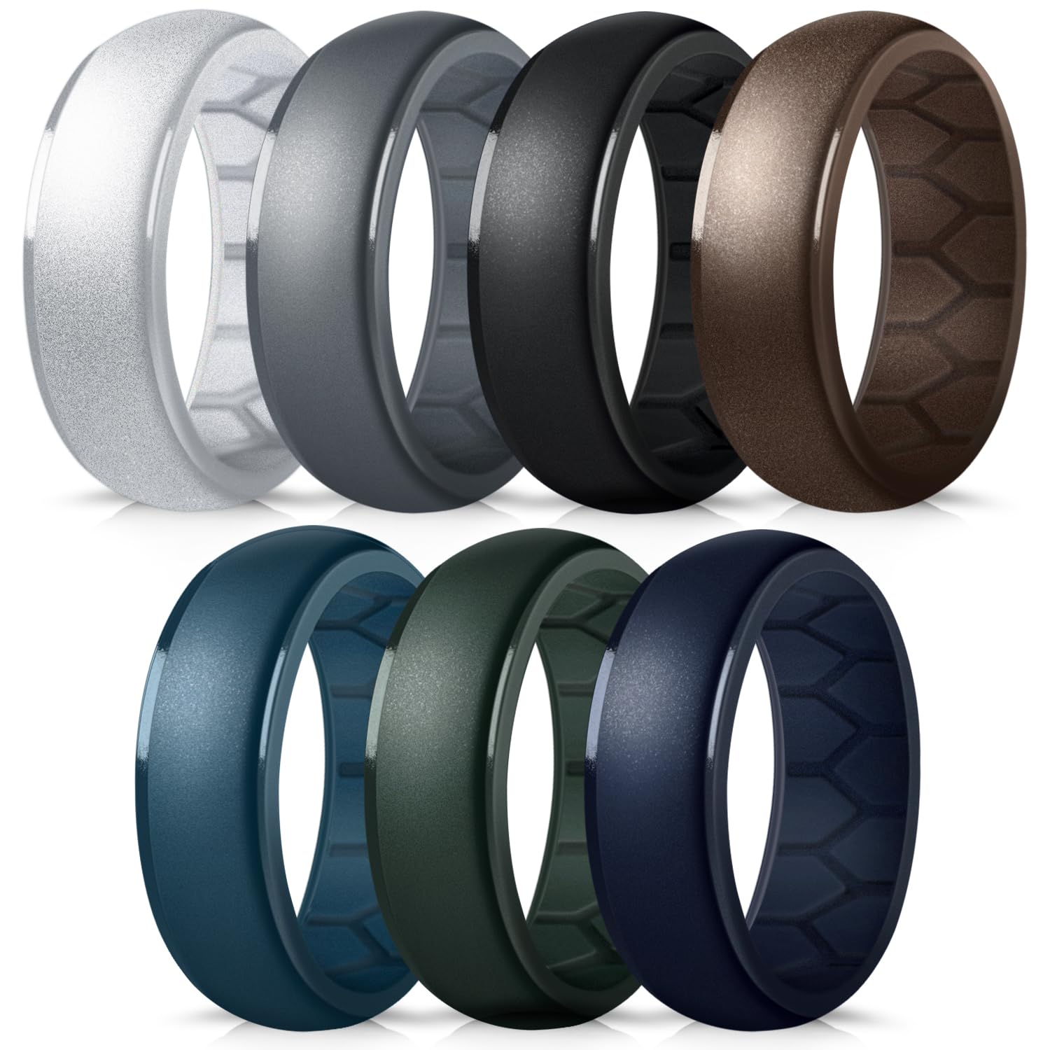 FORTHEE Silicone Wedding Ring for Men, Breathable Airflow Inner Curve, Mens' Rubber Wedding Engagement Bands for Crossfit Workout