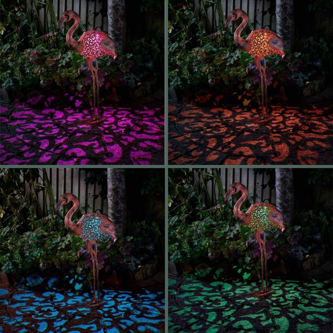 Garden Mile® Solarlampe Kupfer Bronze-Effekt Metall-Silhouette, Garten Tierskulpturen Farbwechselnde LED-Leuchten, atemberaubende vielseitige Gartendeko