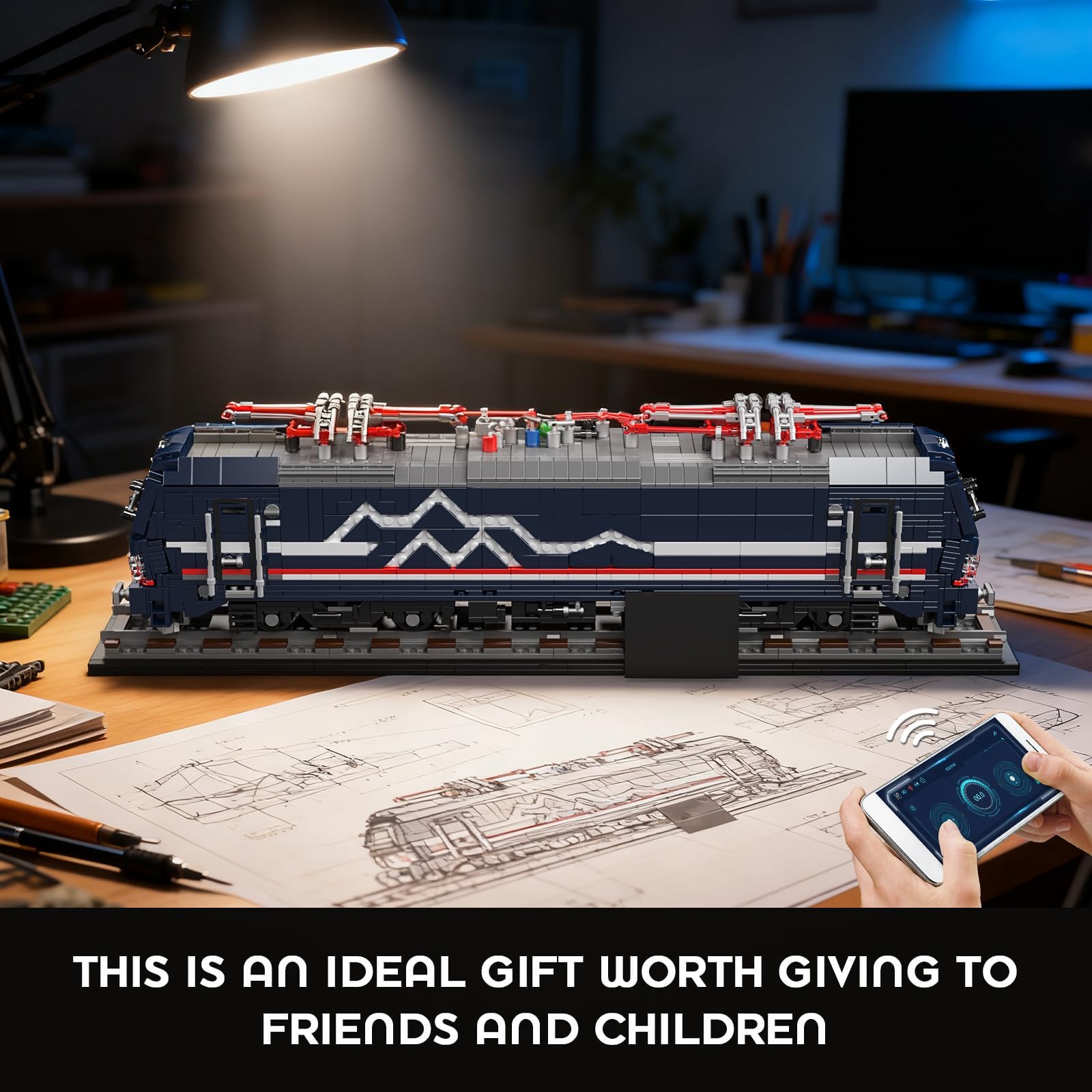 Mould King 12045 Vectron MS - Set di costruzione di locomotiva elettrica, 3.072 pezzi, modello motorizzato con tracciato di visualizzazione, APP e progetto di assemblaggio meccanico telecomandato per
