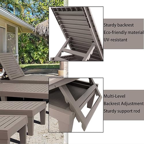 Miniatura 4 de Outraveler Tumbona al aire libre para piscina, banco de patio, tumbona impermeable, gris