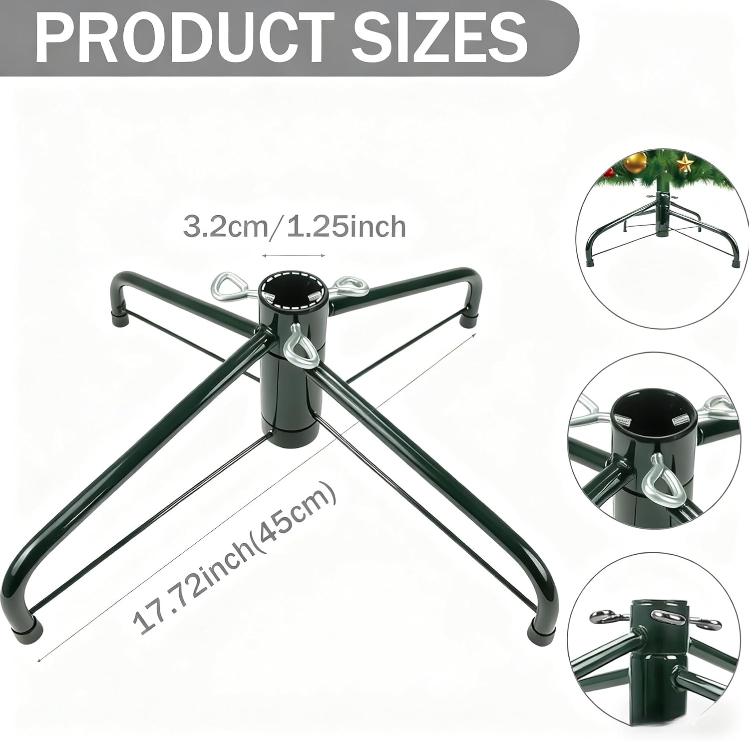 Heavy Duty Christmas Tree Stand for Artificial Trees 3-7 FT, No Tools Foldable Metal Tree Base with 3 Screws, Stable Wobbly-Free Design for Easy Setup & Storage