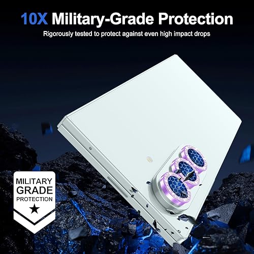 Vista 593 de para Samsung Galaxy Z Flip 7 Protector de Lente de Cámara, Cubierta de Lente de Vidrio Templado con Anillo de Metal Individual, [Fuerte Adhesión] 1