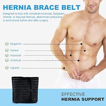 Abdominal Binder with 2pcs Different Hardness Compression Pad, Hernia Belt For Women and Men, Abdominal Hernia Binder for Belly Button Navel Hernia Support, Helps Relieve Pain(2XL-3XL), Black