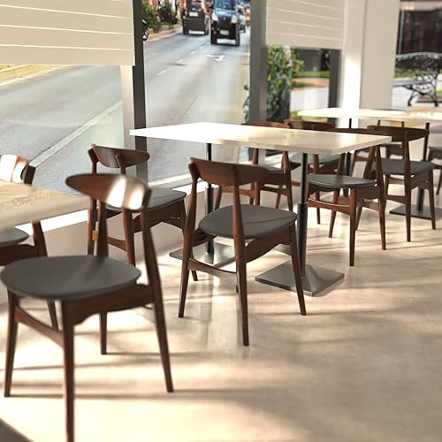 Miniatura 6 de Fohfurniture Juego de 2 sillas de comedor para restaurante, sillas de cocina modernas, sillas de madera maciza de roble con respaldo curvado y cojín