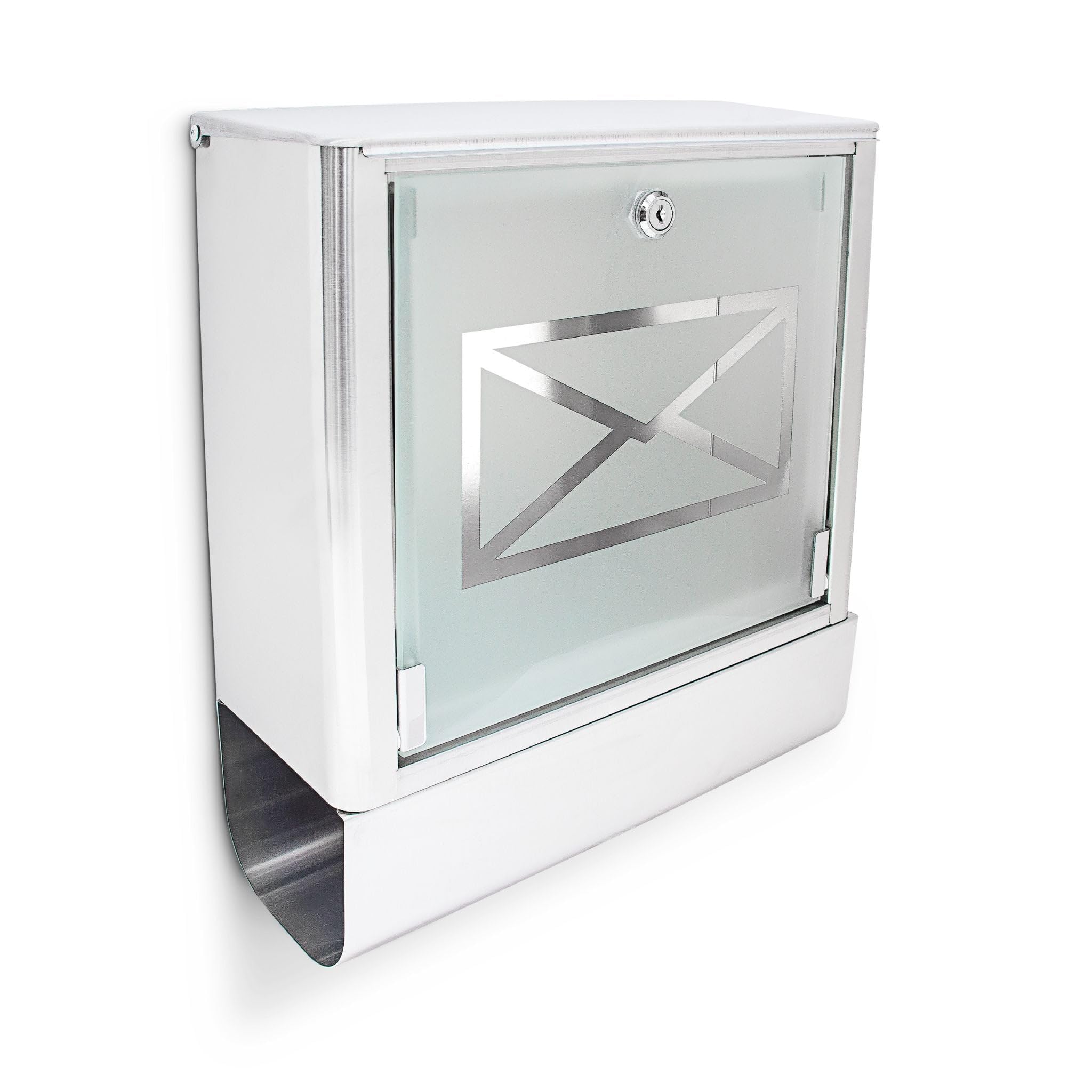 Cassetta delle lettere da parete con scomparto per giornali, 35 x 40 x 14 cm, moderna in acciaio inossidabile, grigio 13_0004135