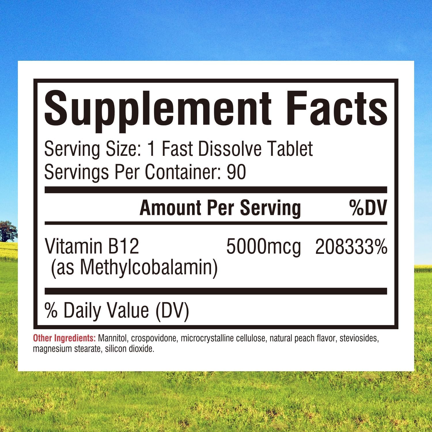 Innate Vitality Vitamin B12 5000mcg, Sublingual, Vegan Methylcobalamin, Fast Dissolve Tablets, Natural Peach Flavor, Supports Energy Production & Healthy Nervous System, 90 Tablets — Amazon image 2
