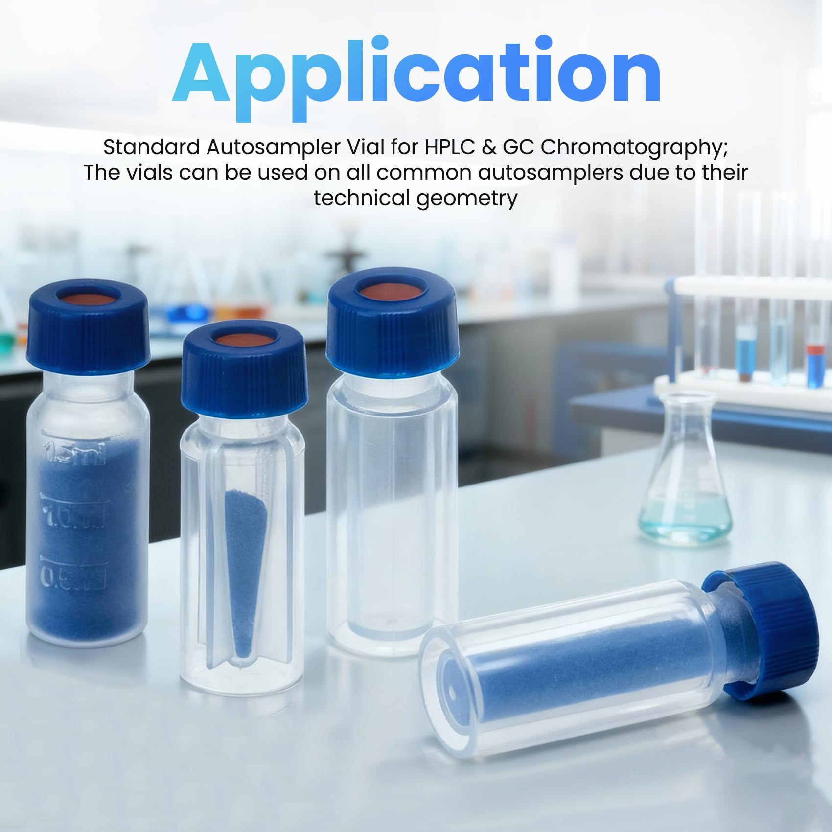 ALWSCI 2mL 9-425 PP vials per autocampionatori con graduazione. Tappo a vite a nervatura con septa da 9 mm in poliimmide/silicone rosso di 1 mm di spessore. 100pz/pz.