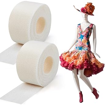 2 Rolls 6.5 Yards Fishbone Hem Tape for Sewing, 1.37 in Width Hem Tape