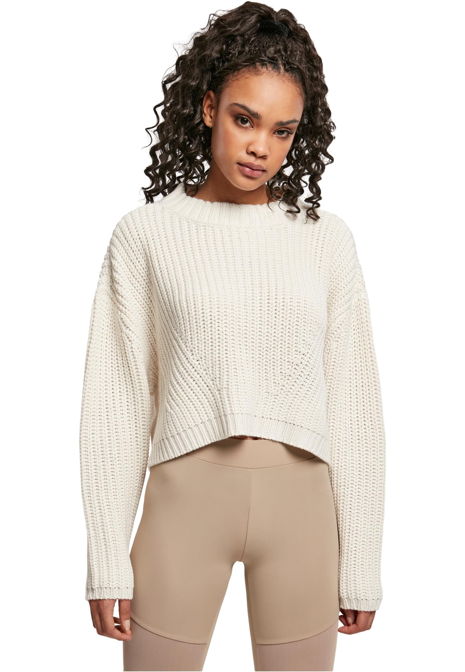 Urban Classics Women's Ladies Wide Oversize Sweater Sweatshirt, whitesand, S