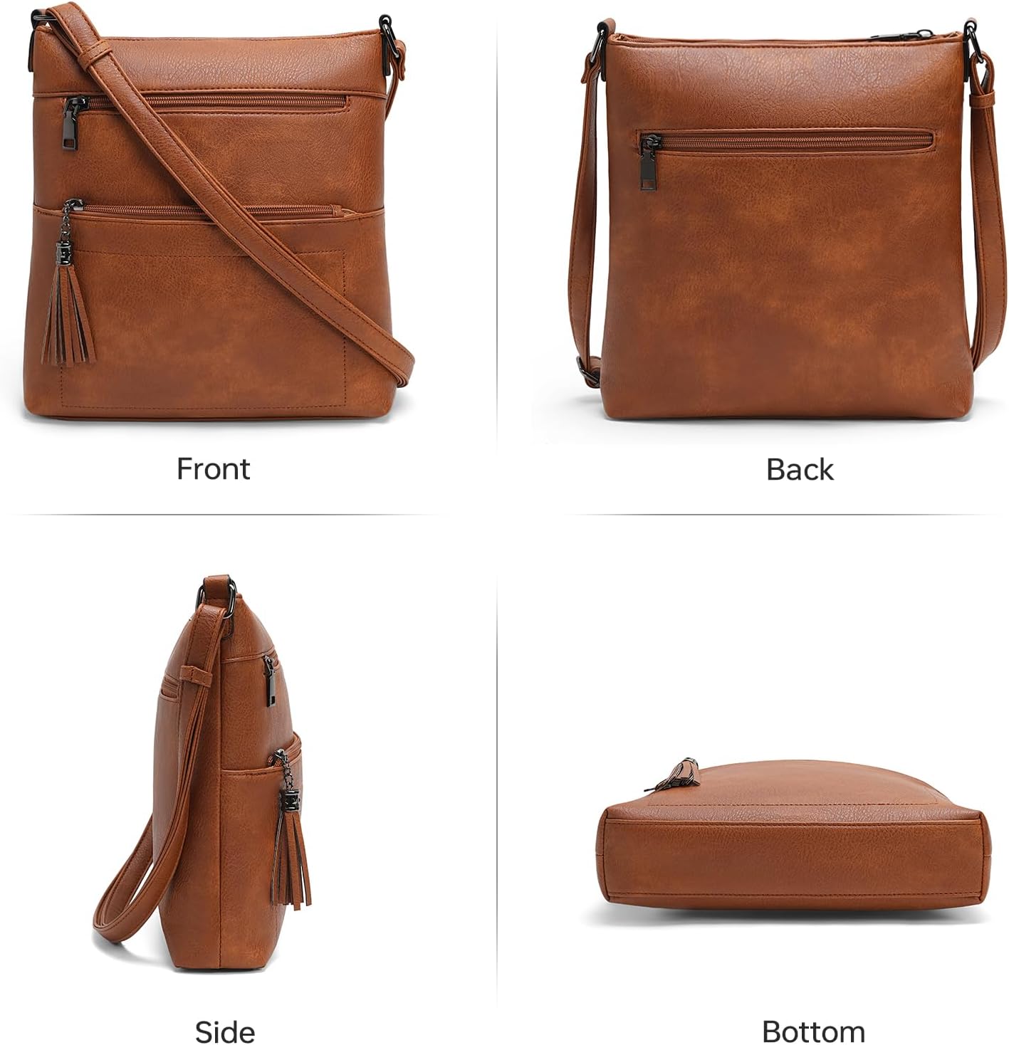 Vegan Leather Crossbody Bags for Women, Crossbody Purse with Tassel and Adjustable Strap for Travel - Image 6